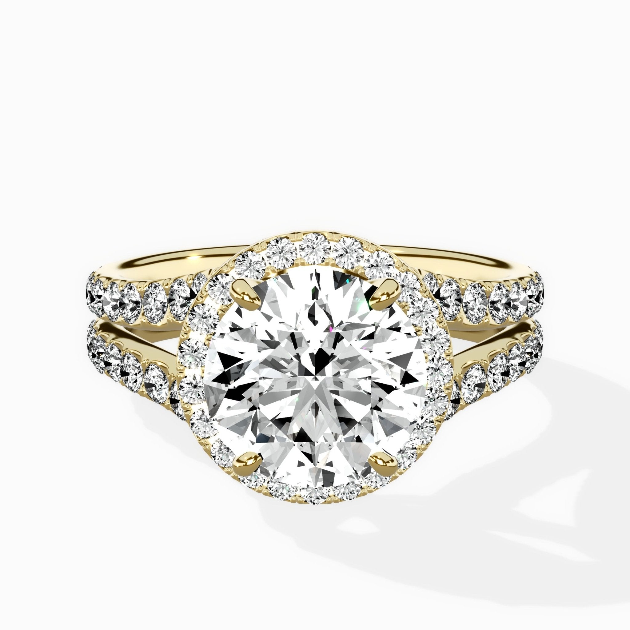 Double Band Halo Engagement Ring - The Better Diamonds