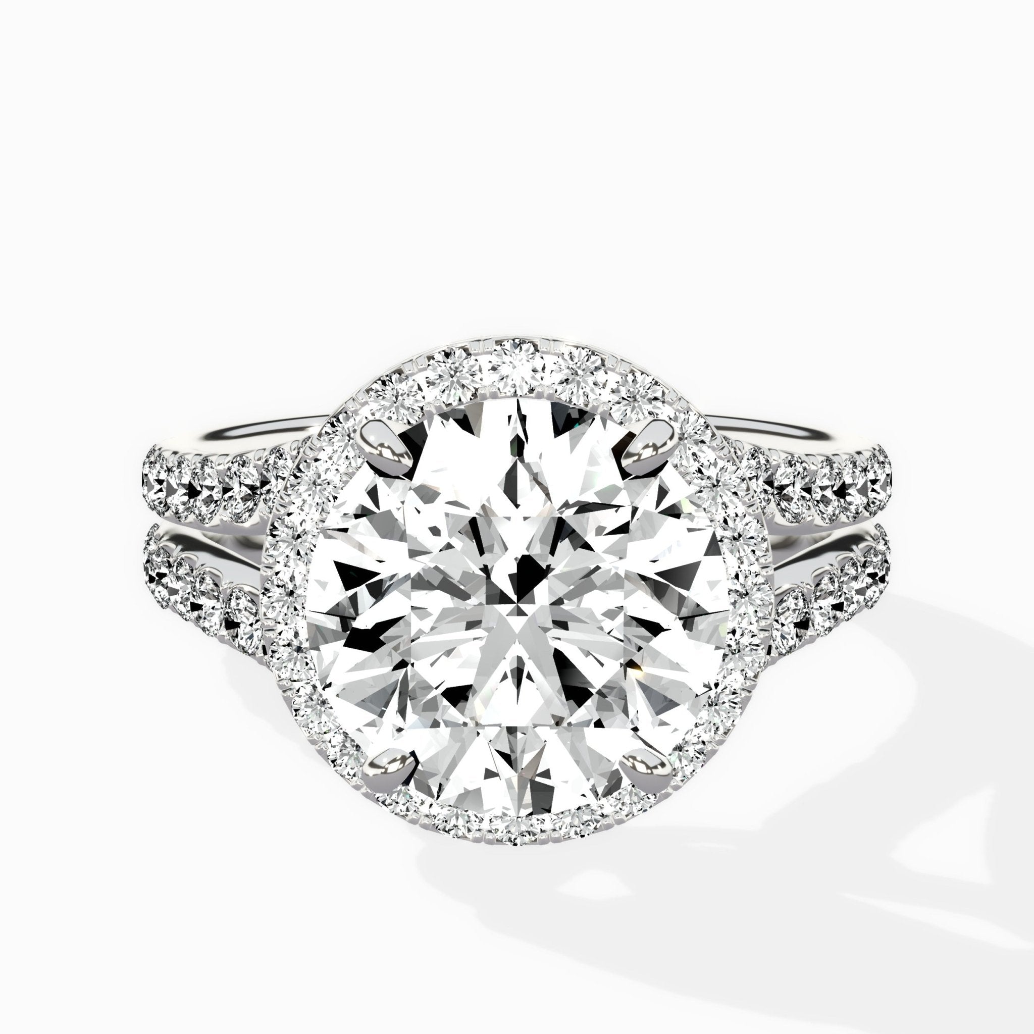 Double Band Halo Engagement Ring - The Better Diamonds