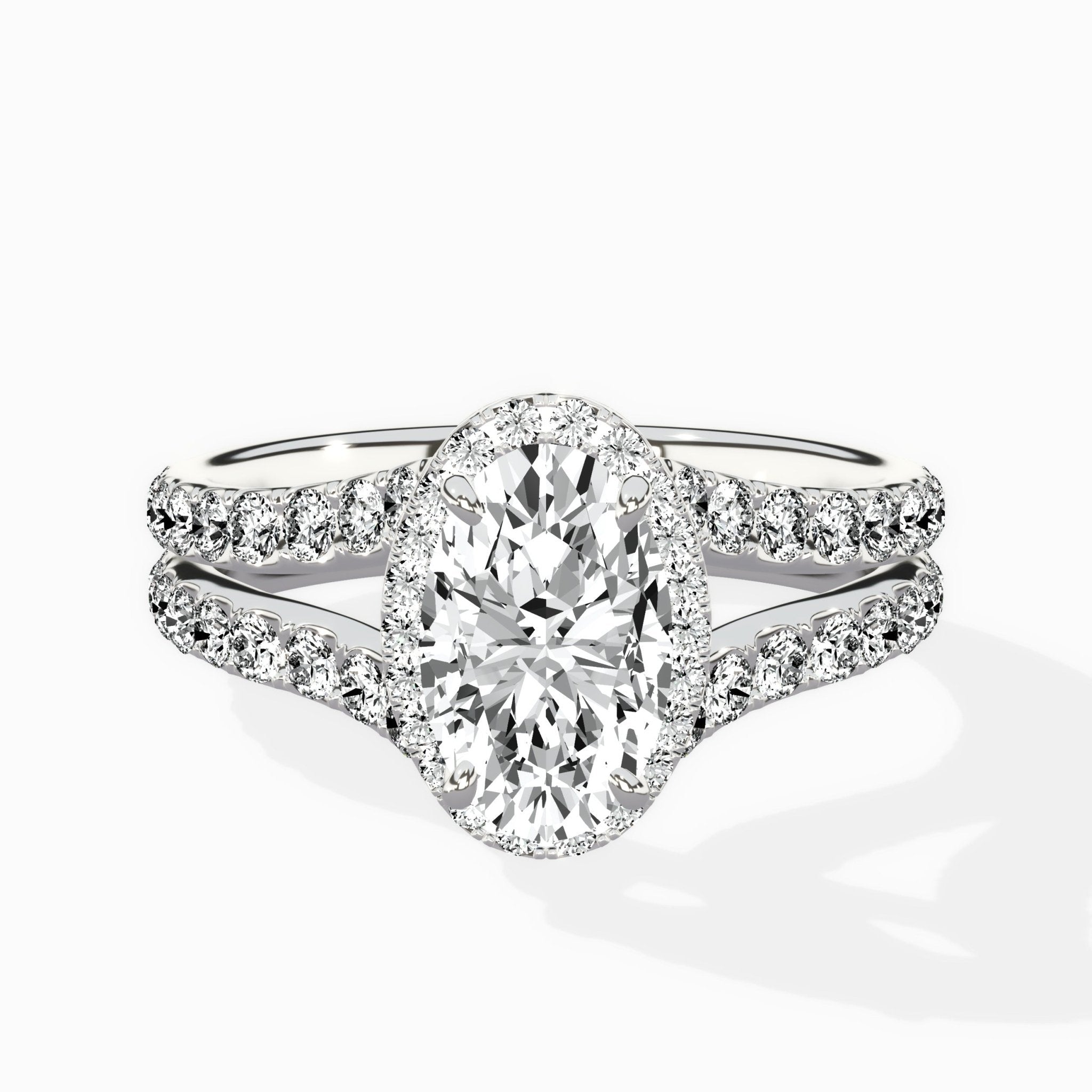 Double Band Halo Engagement Ring - The Better Diamonds