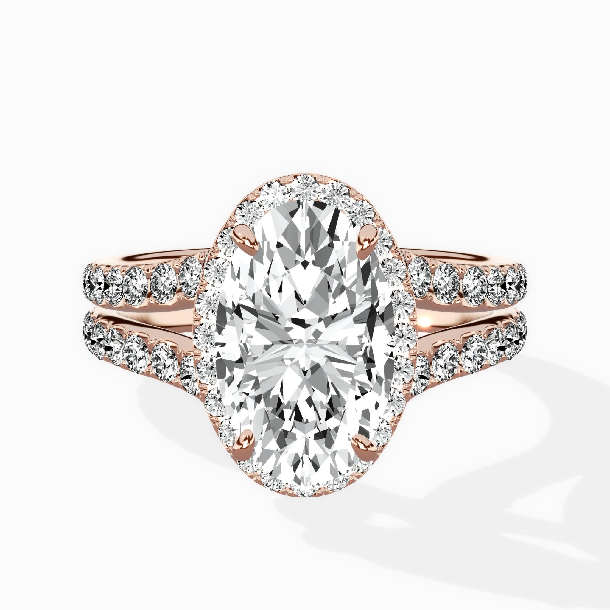 Double Band Halo Engagement Ring - The Better Diamonds