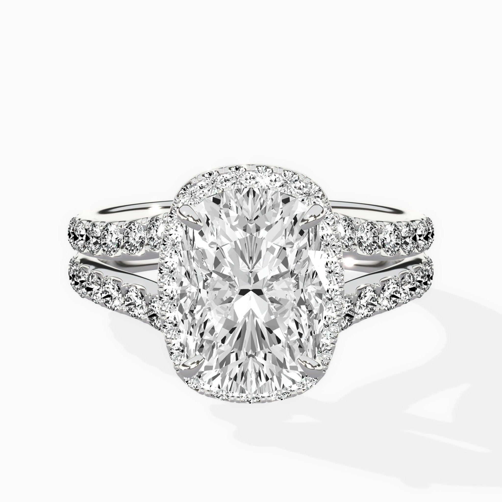Double Band Halo Engagement Ring - The Better Diamonds