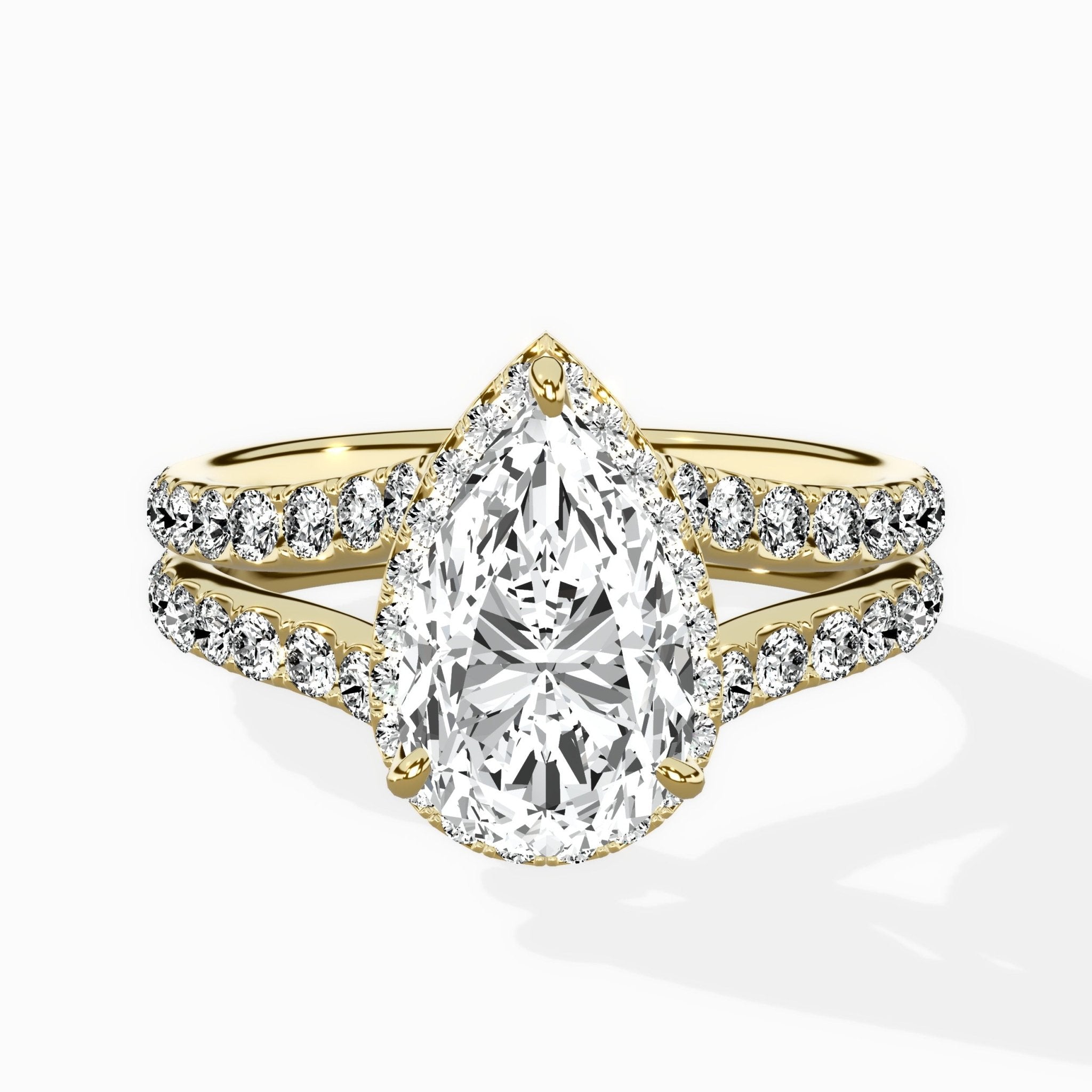 Double Band Halo Engagement Ring - The Better Diamonds