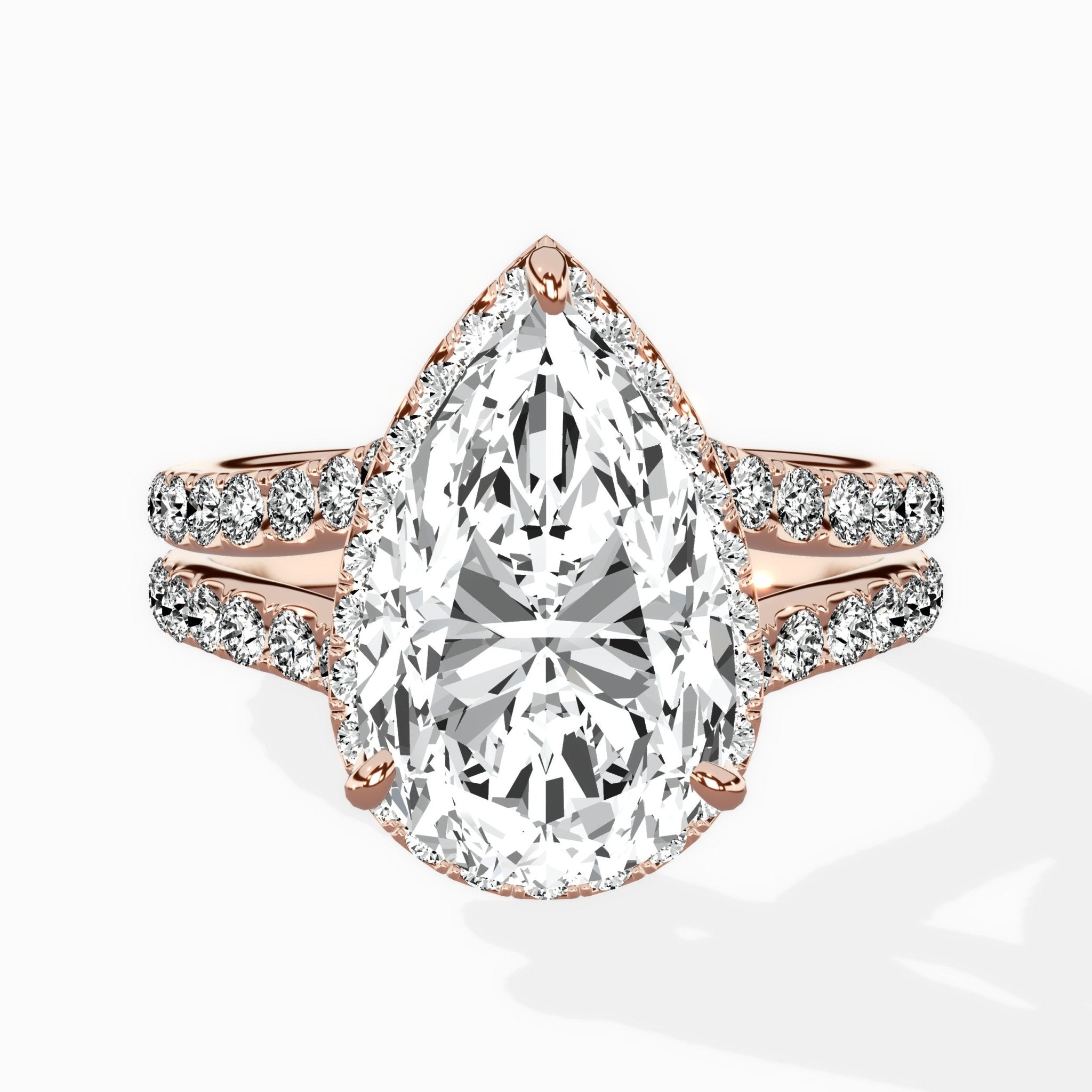 Double Band Halo Engagement Ring - The Better Diamonds