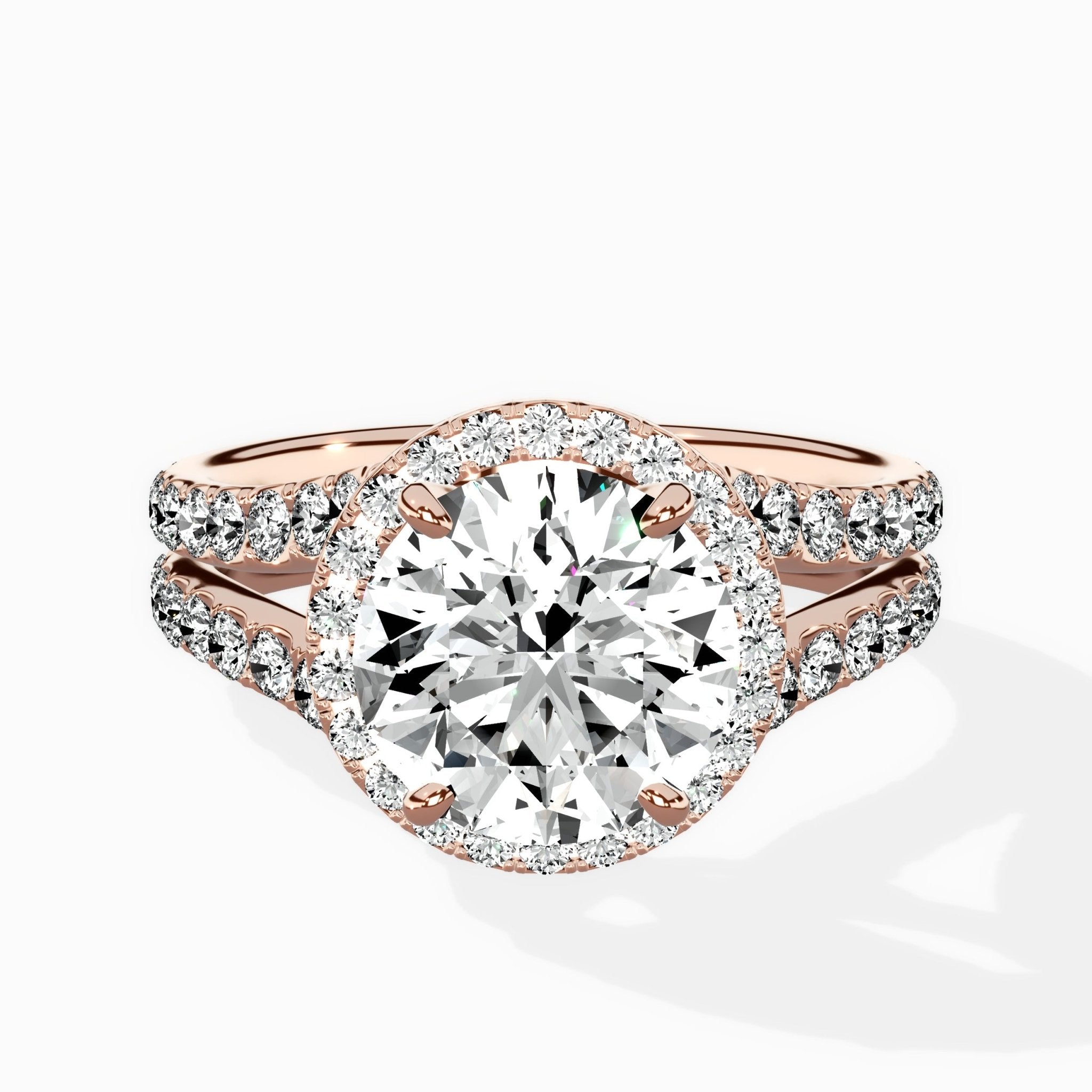 Double Band Halo Engagement Ring - The Better Diamonds