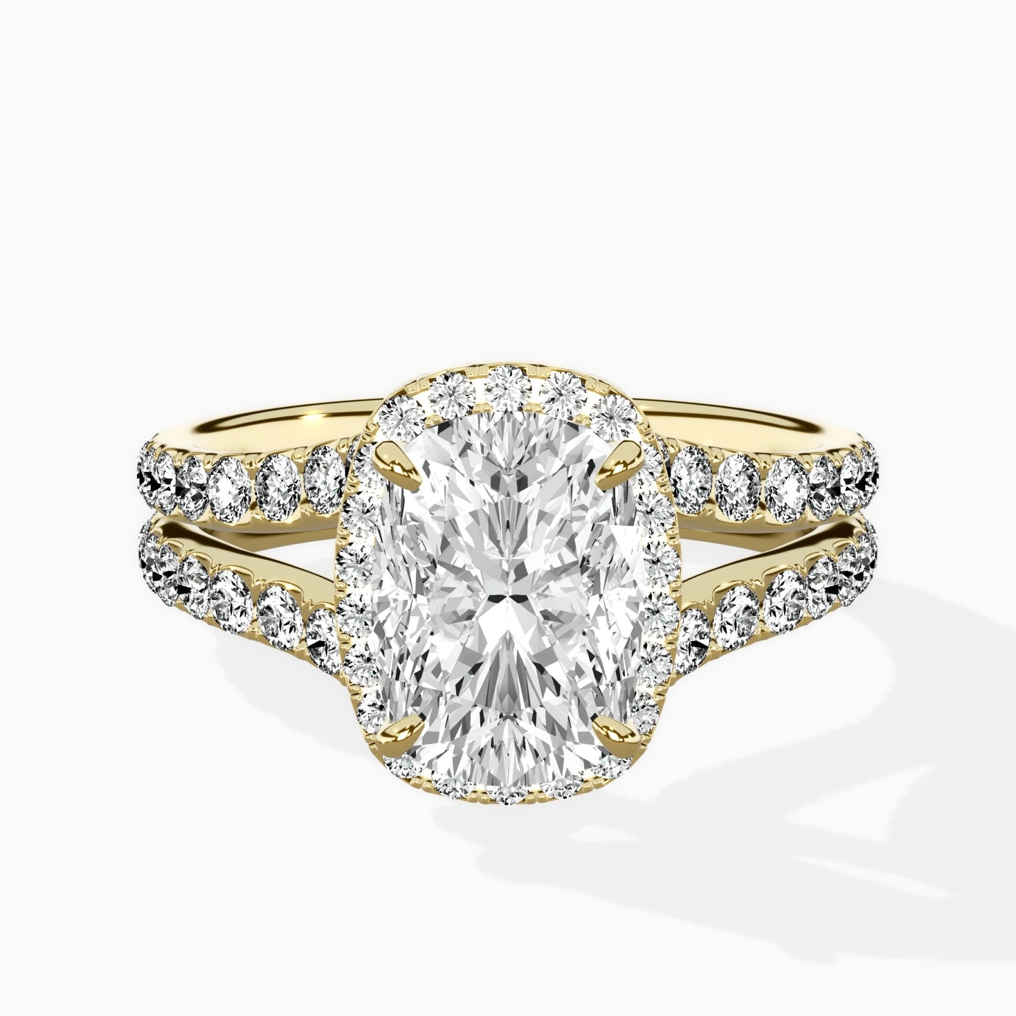 Double Band Halo Engagement Ring - The Better Diamonds