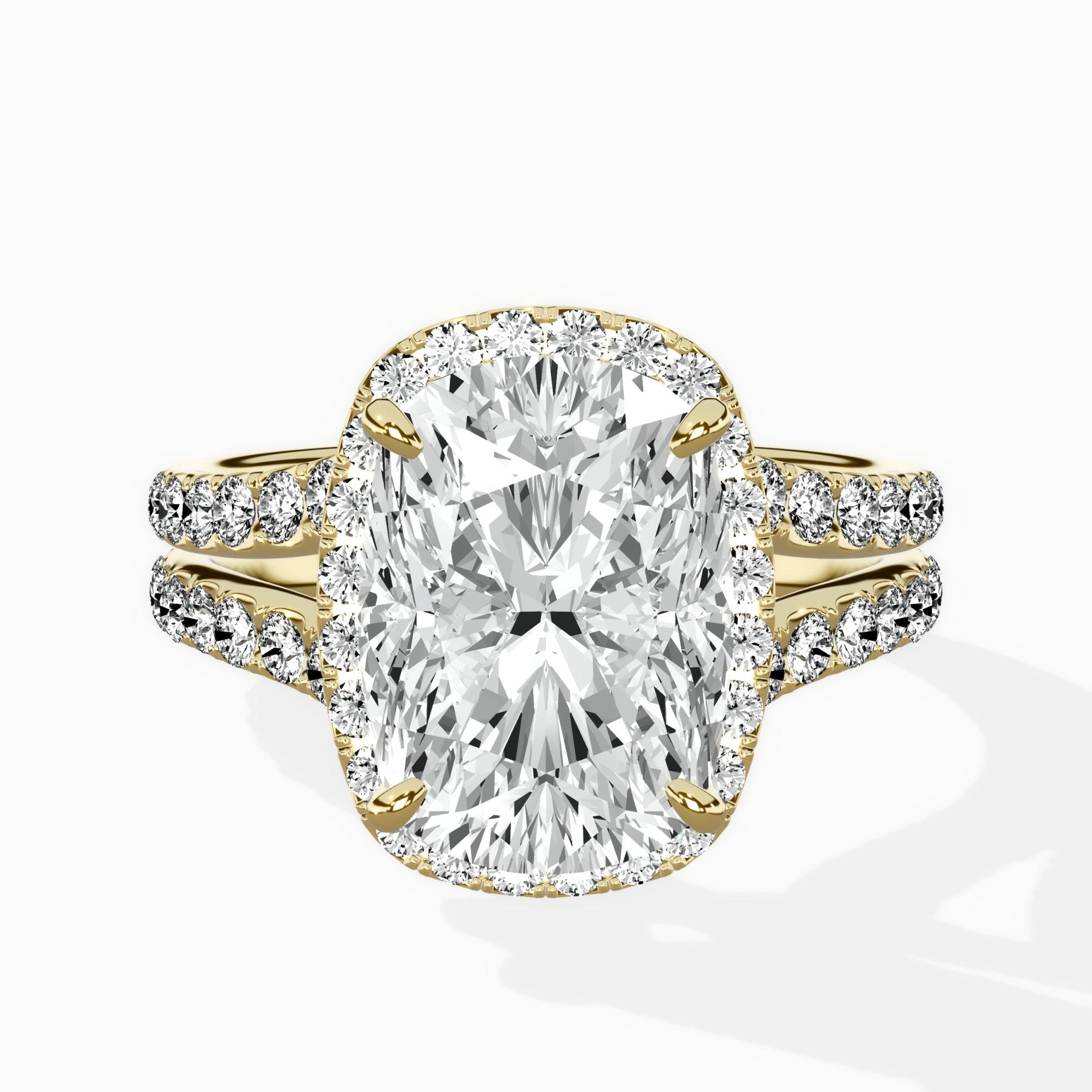 Double Band Halo Engagement Ring - The Better Diamonds