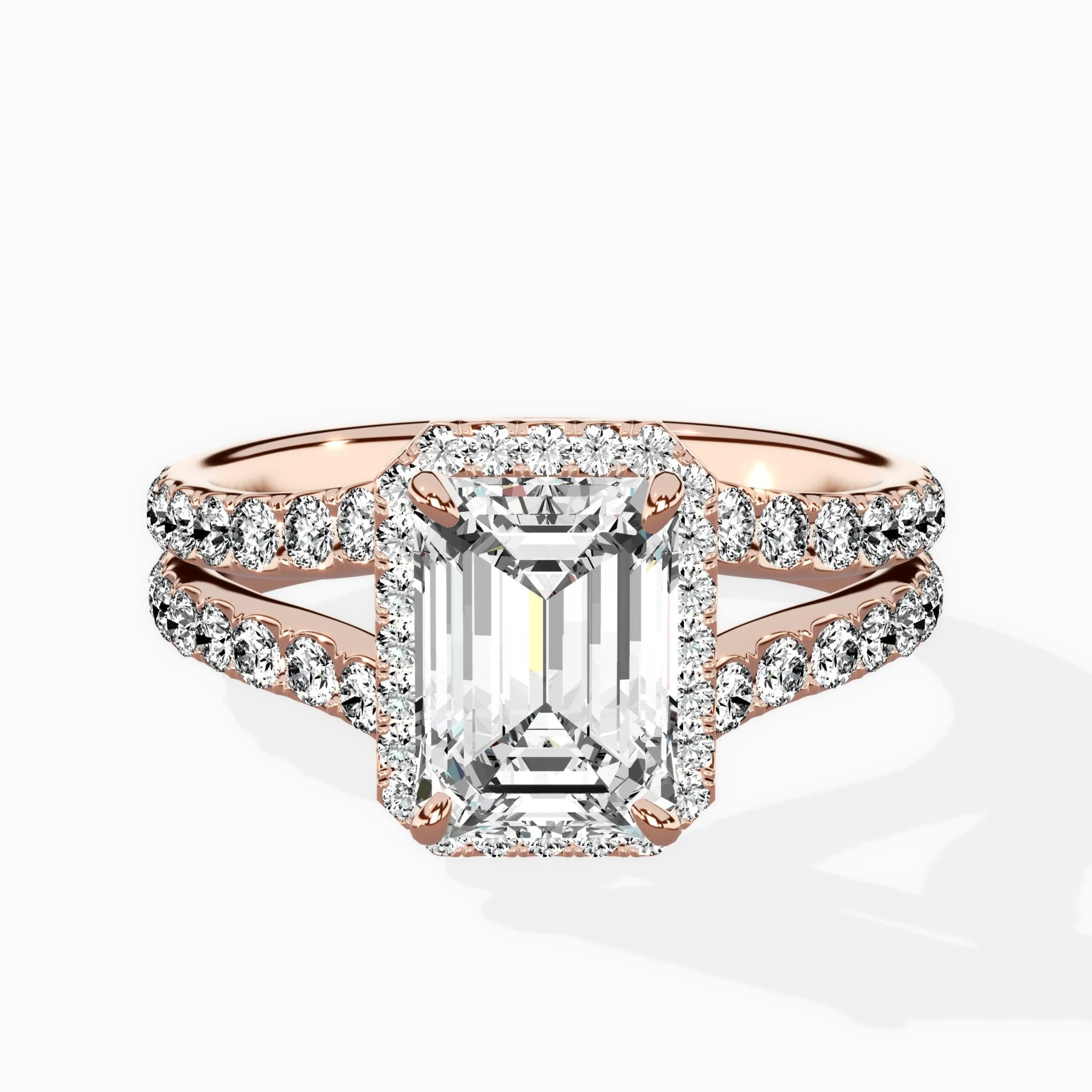 Double Band Halo Engagement Ring - The Better Diamonds