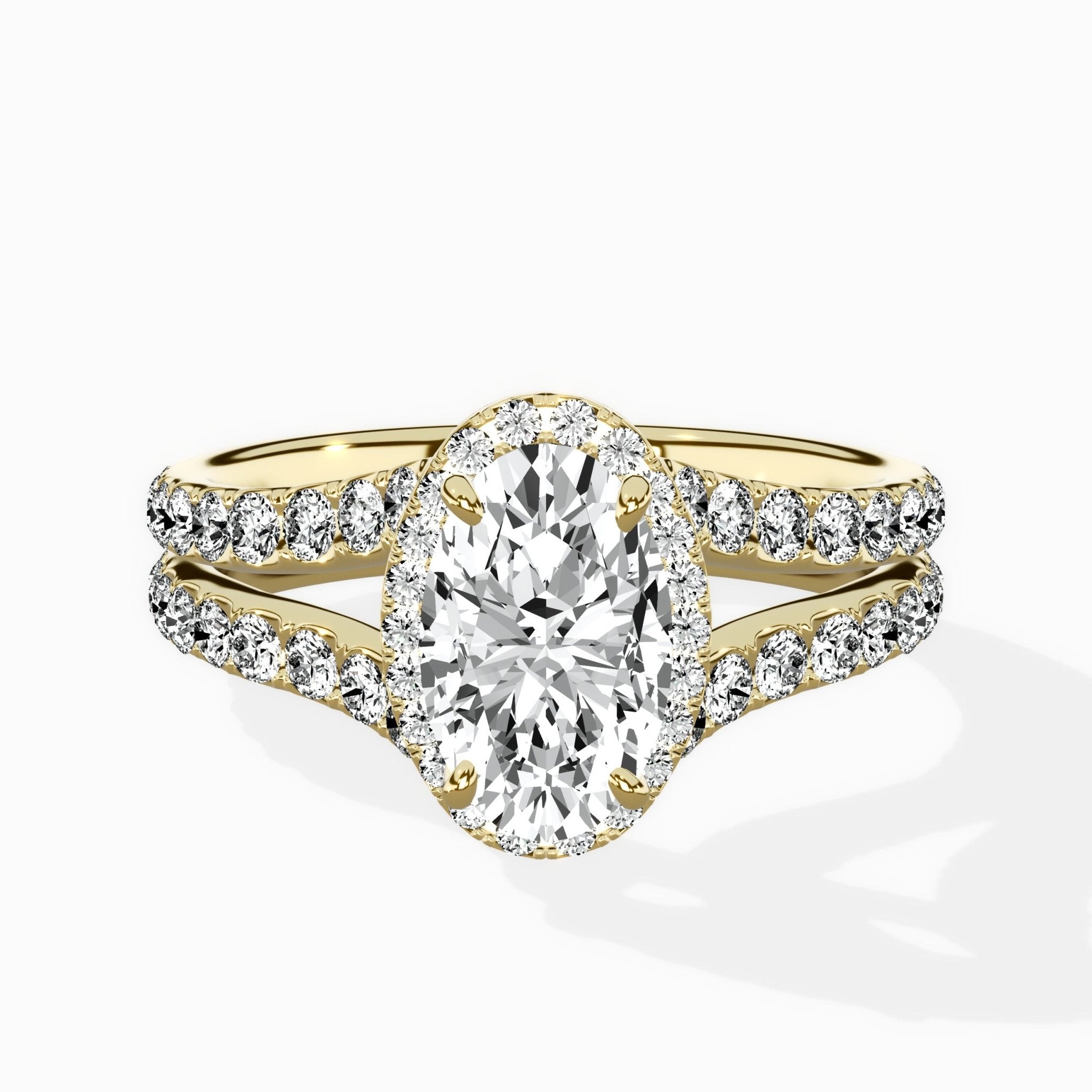 Double Band Halo Engagement Ring - The Better Diamonds