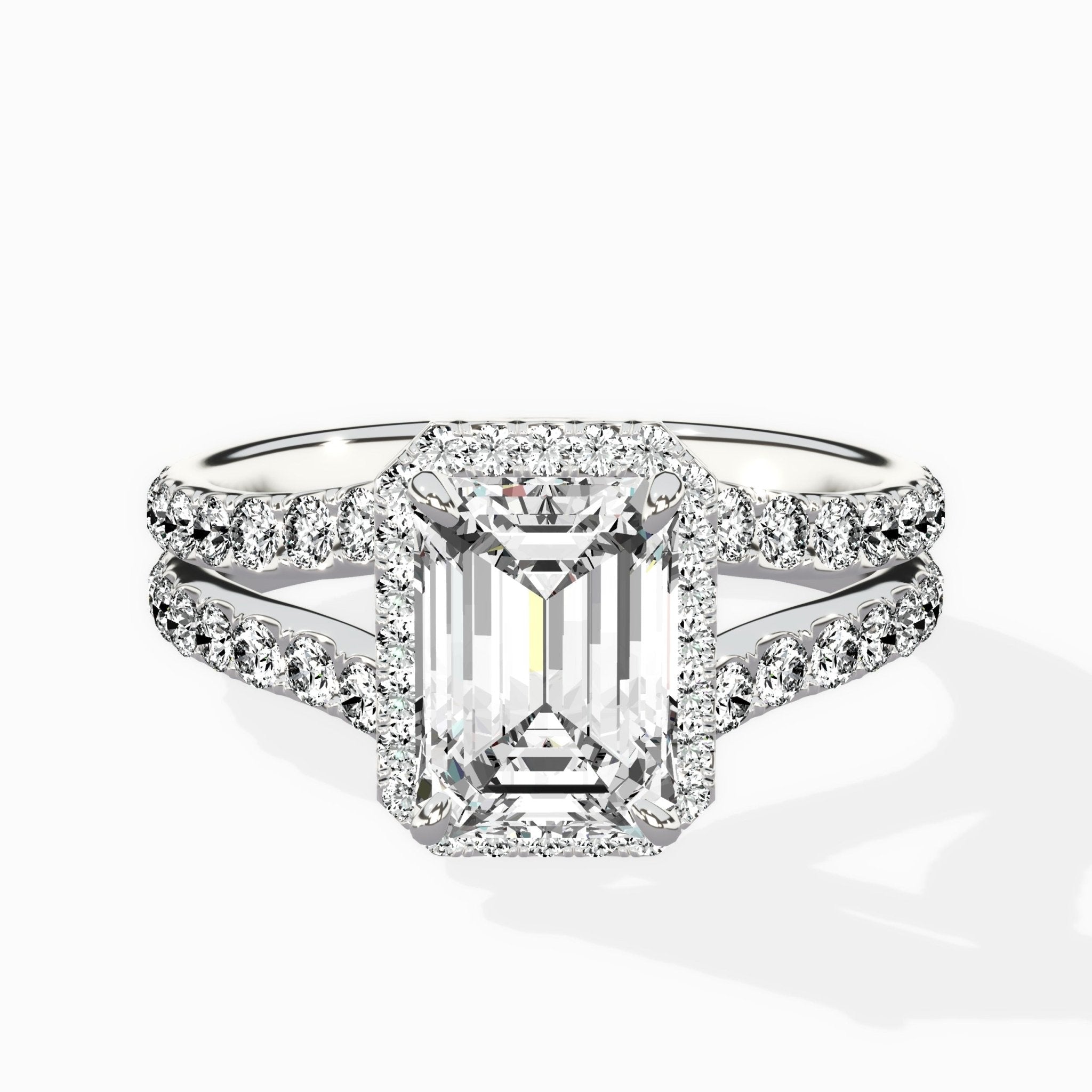 Double Band Halo Engagement Ring - The Better Diamonds