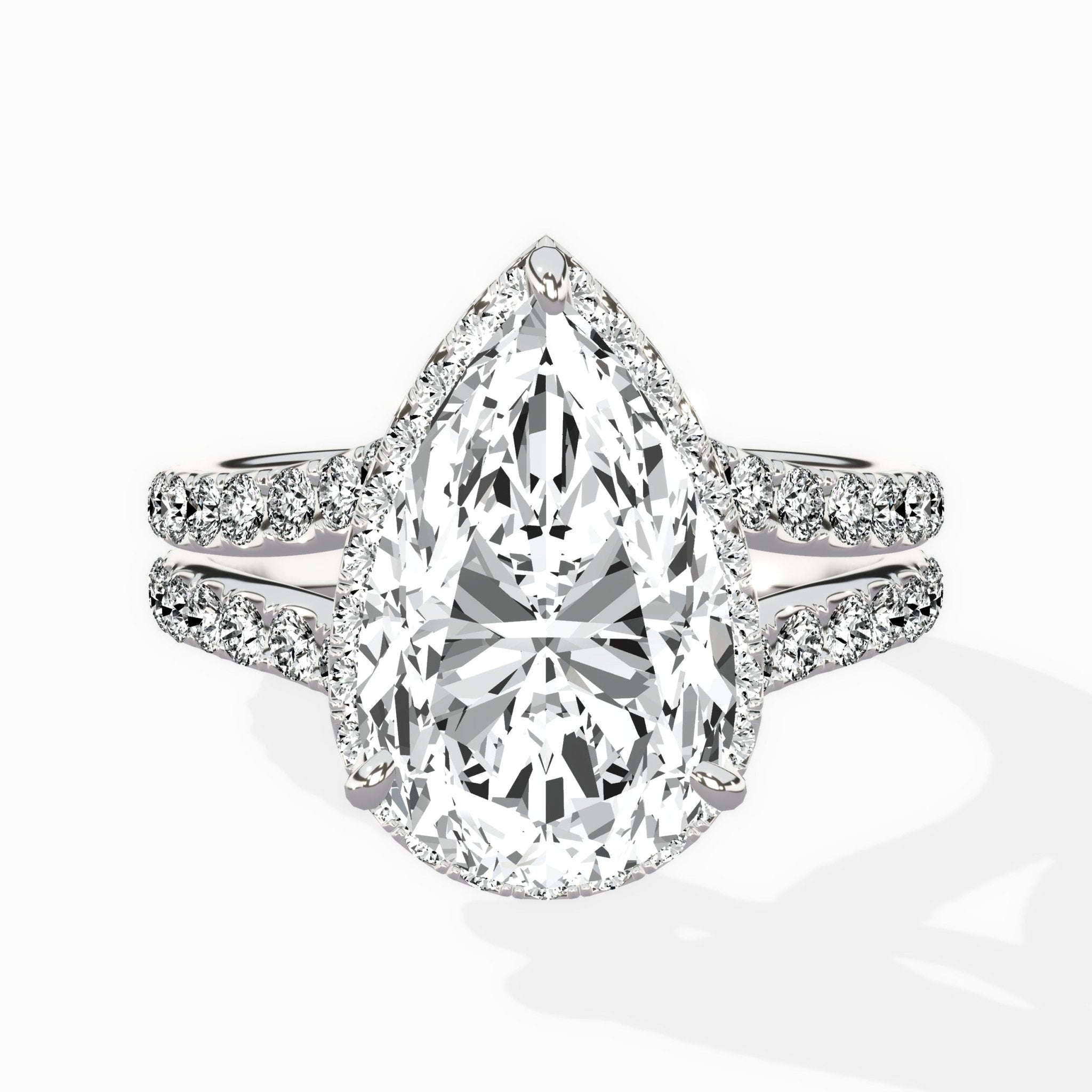 Double Band Halo Engagement Ring - The Better Diamonds