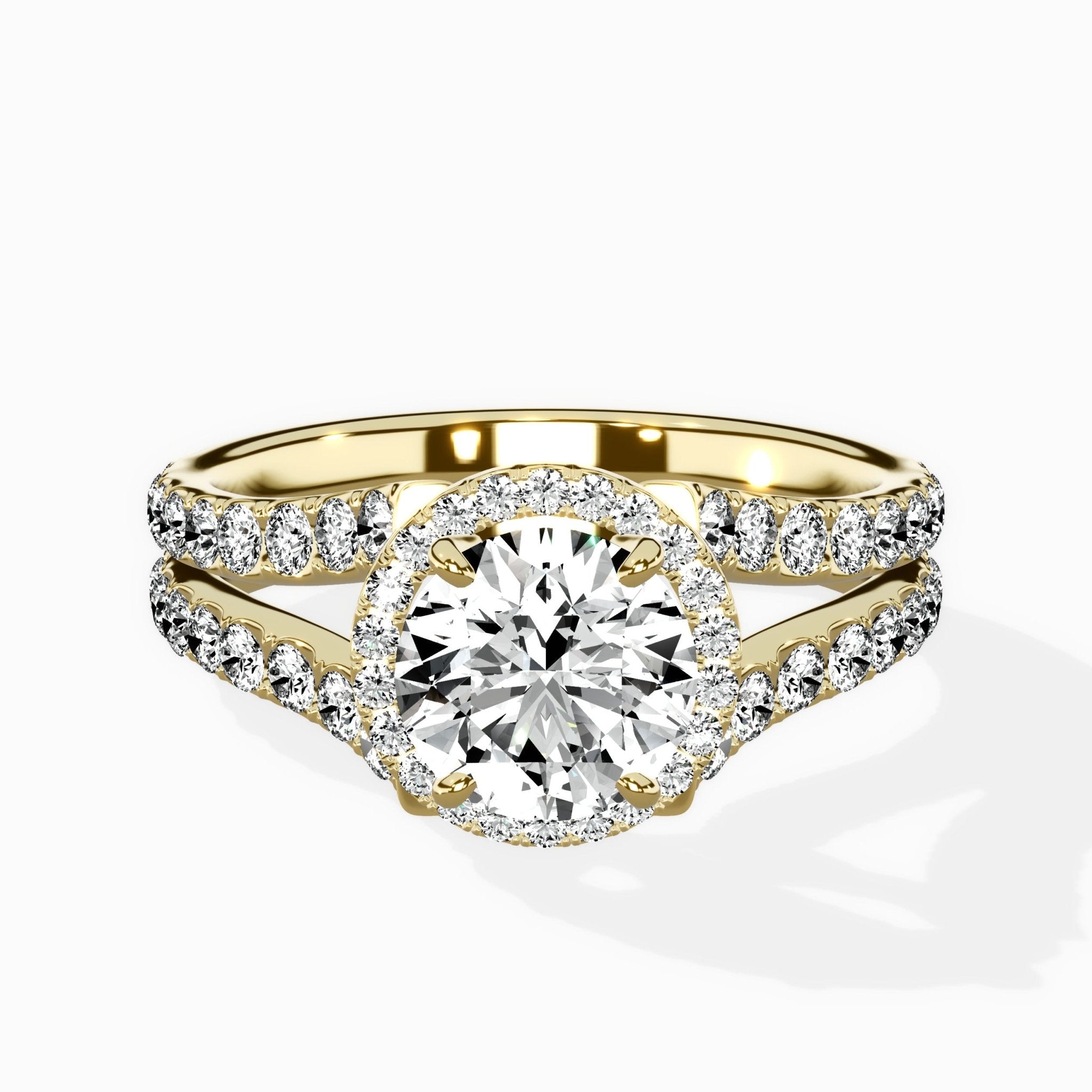 Double Band Halo Engagement Ring - The Better Diamonds