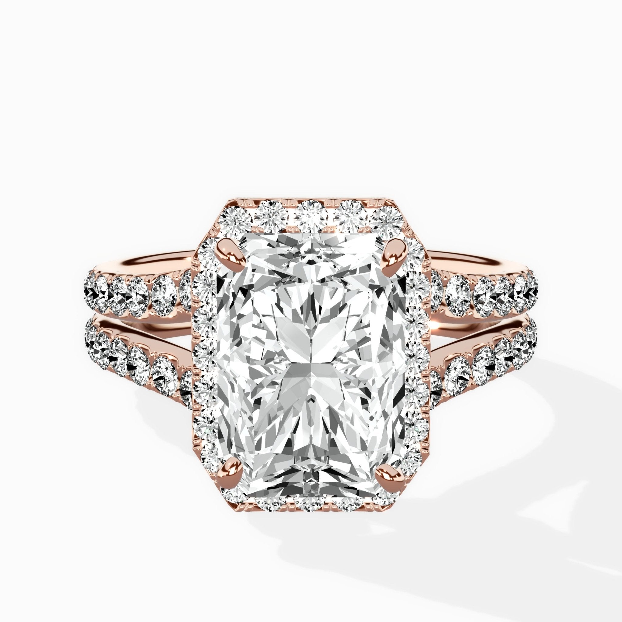 Double Band Halo Engagement Ring - The Better Diamonds