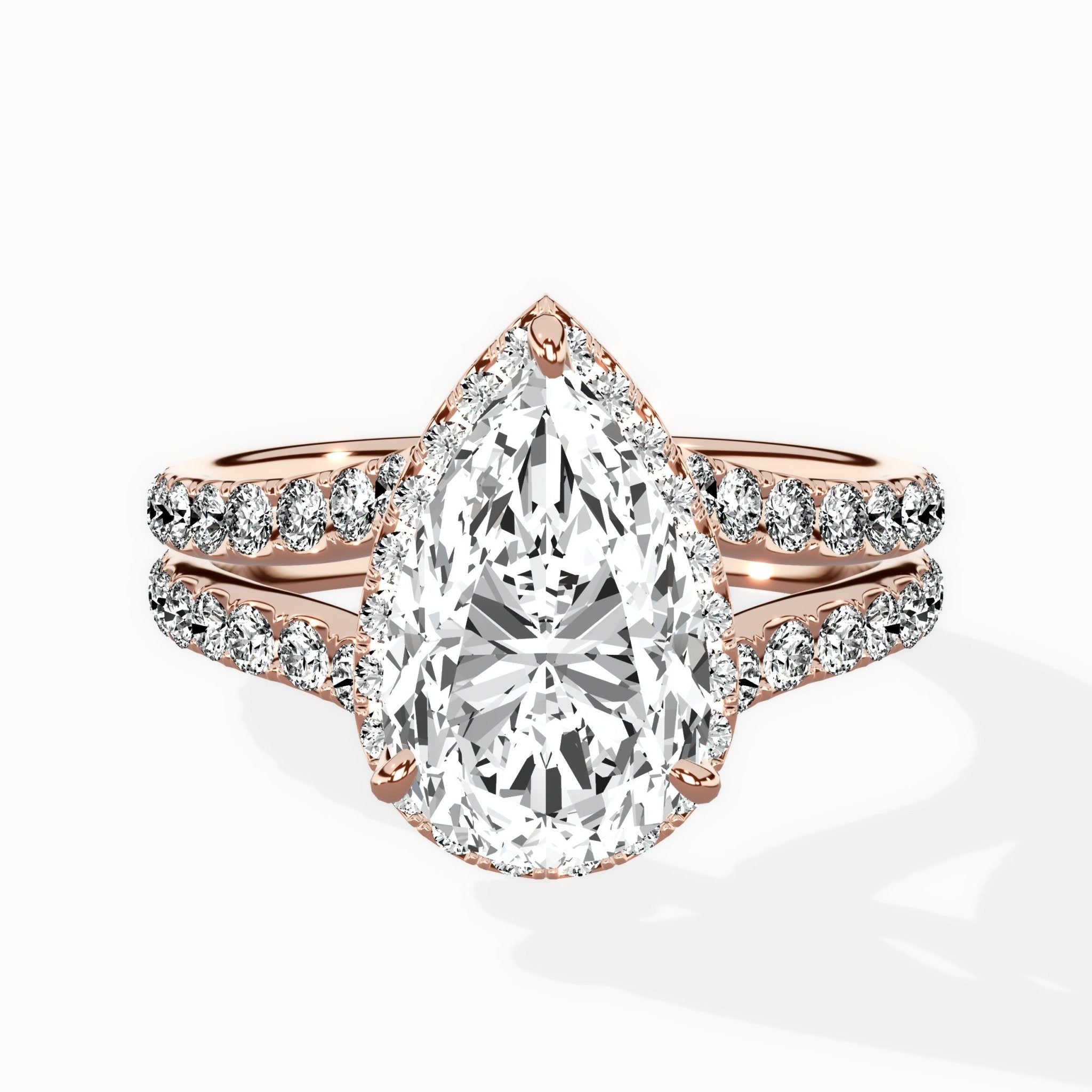 Double Band Halo Engagement Ring - The Better Diamonds