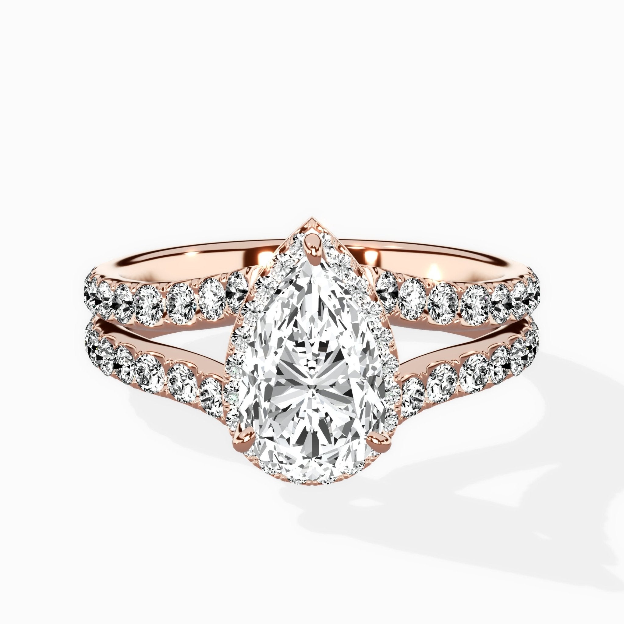 Double Band Halo Engagement Ring - The Better Diamonds