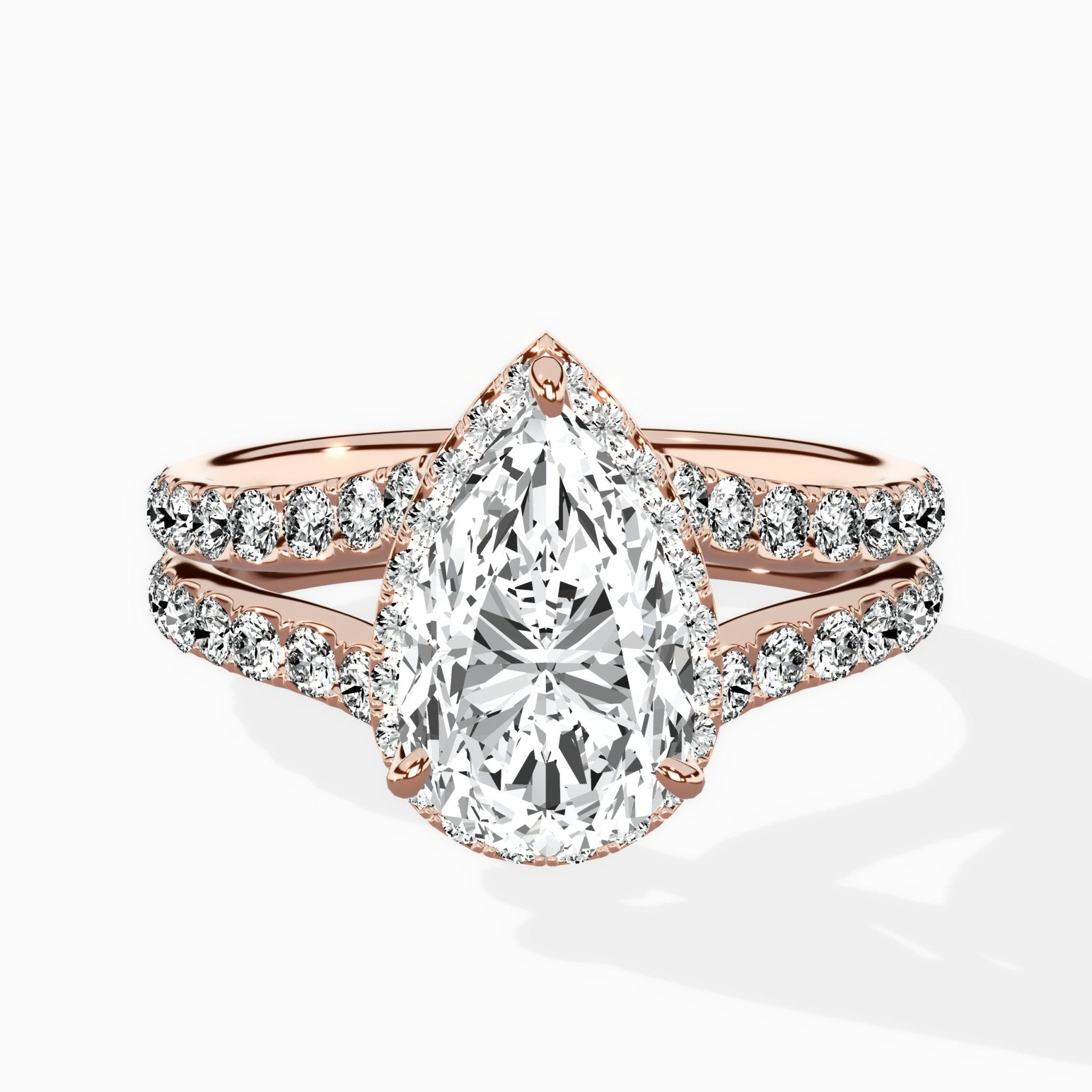 Double Band Halo Engagement Ring - The Better Diamonds