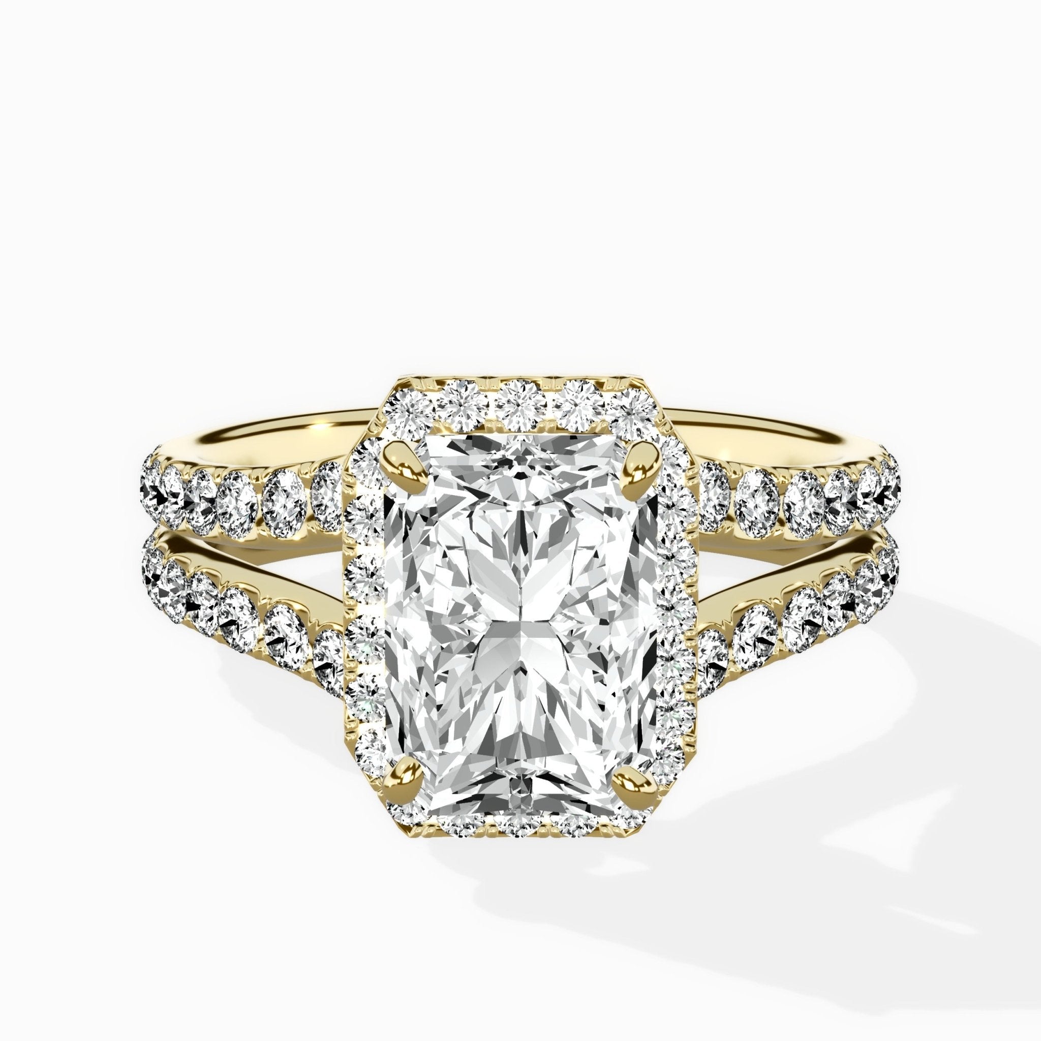 Double Band Halo Engagement Ring - The Better Diamonds