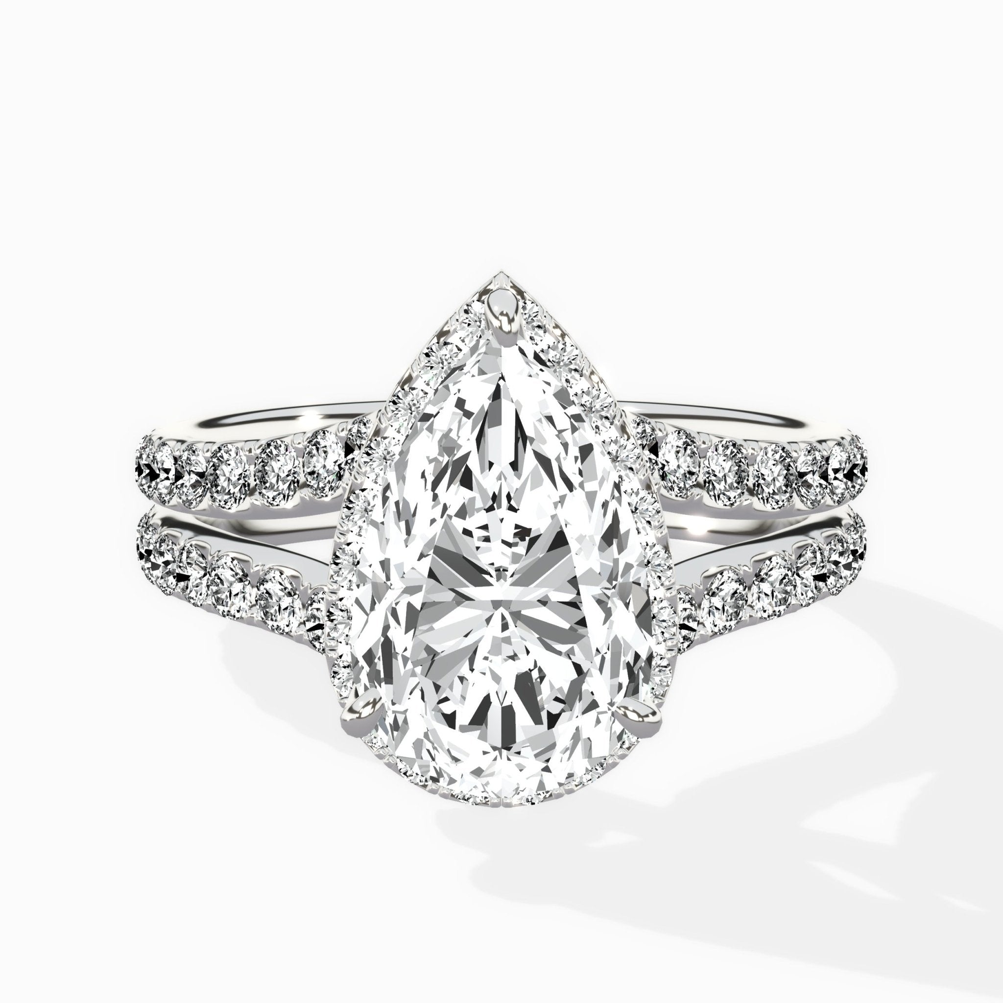 Double Band Halo Engagement Ring - The Better Diamonds