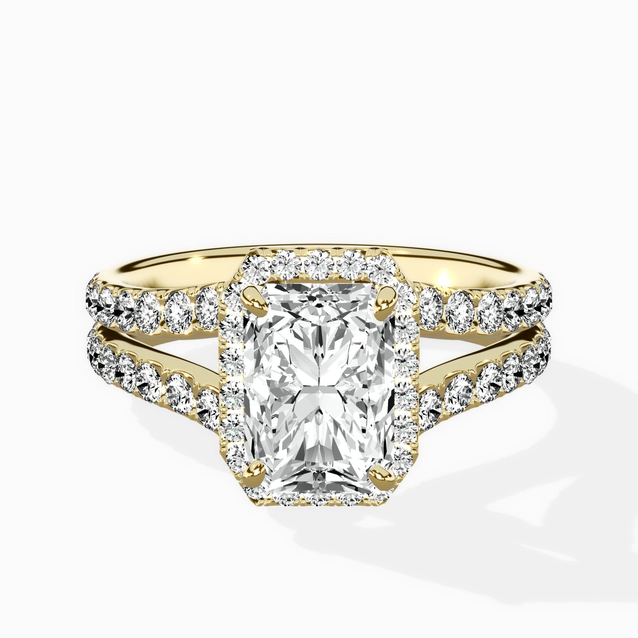 Double Band Halo Engagement Ring - The Better Diamonds
