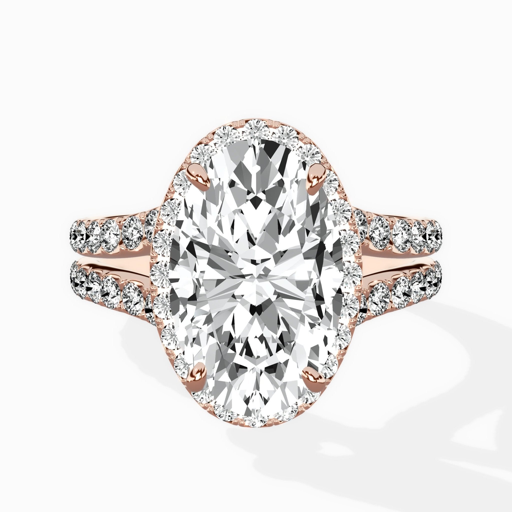 Double Band Halo Engagement Ring - The Better Diamonds