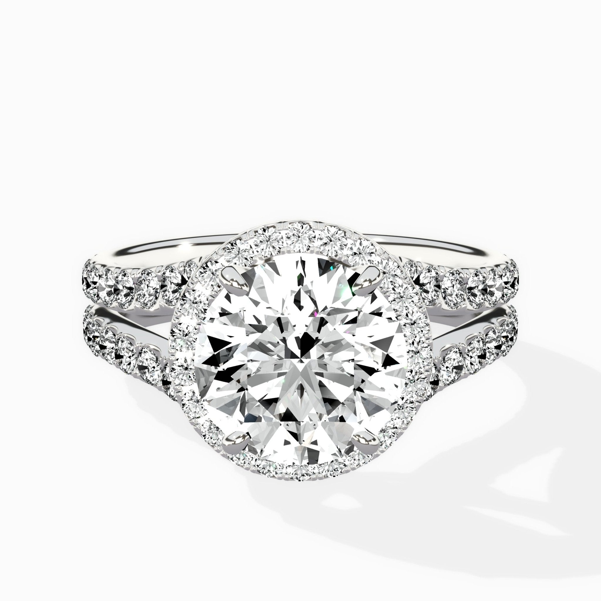 Double Band Halo Engagement Ring - The Better Diamonds