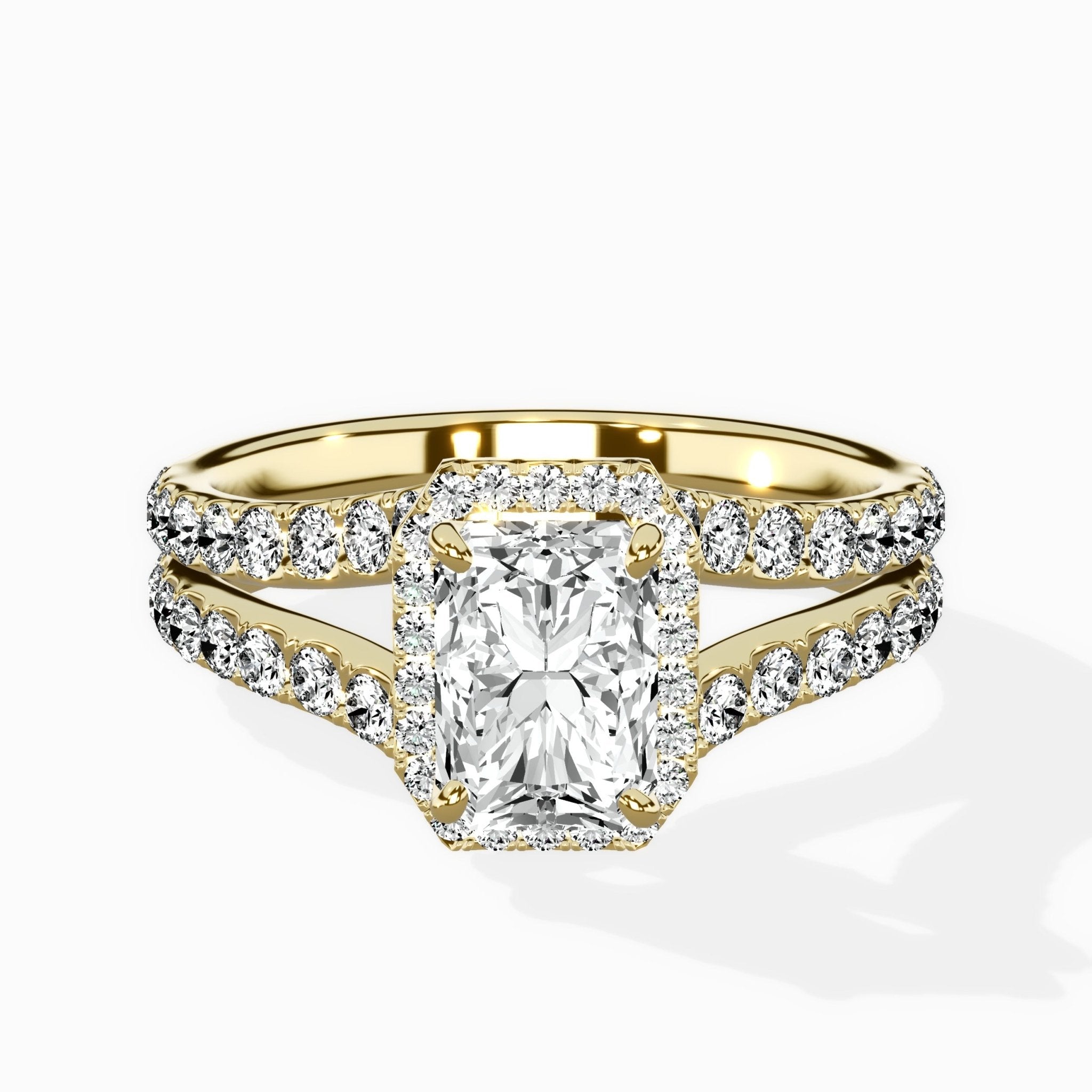Double Band Halo Engagement Ring - The Better Diamonds