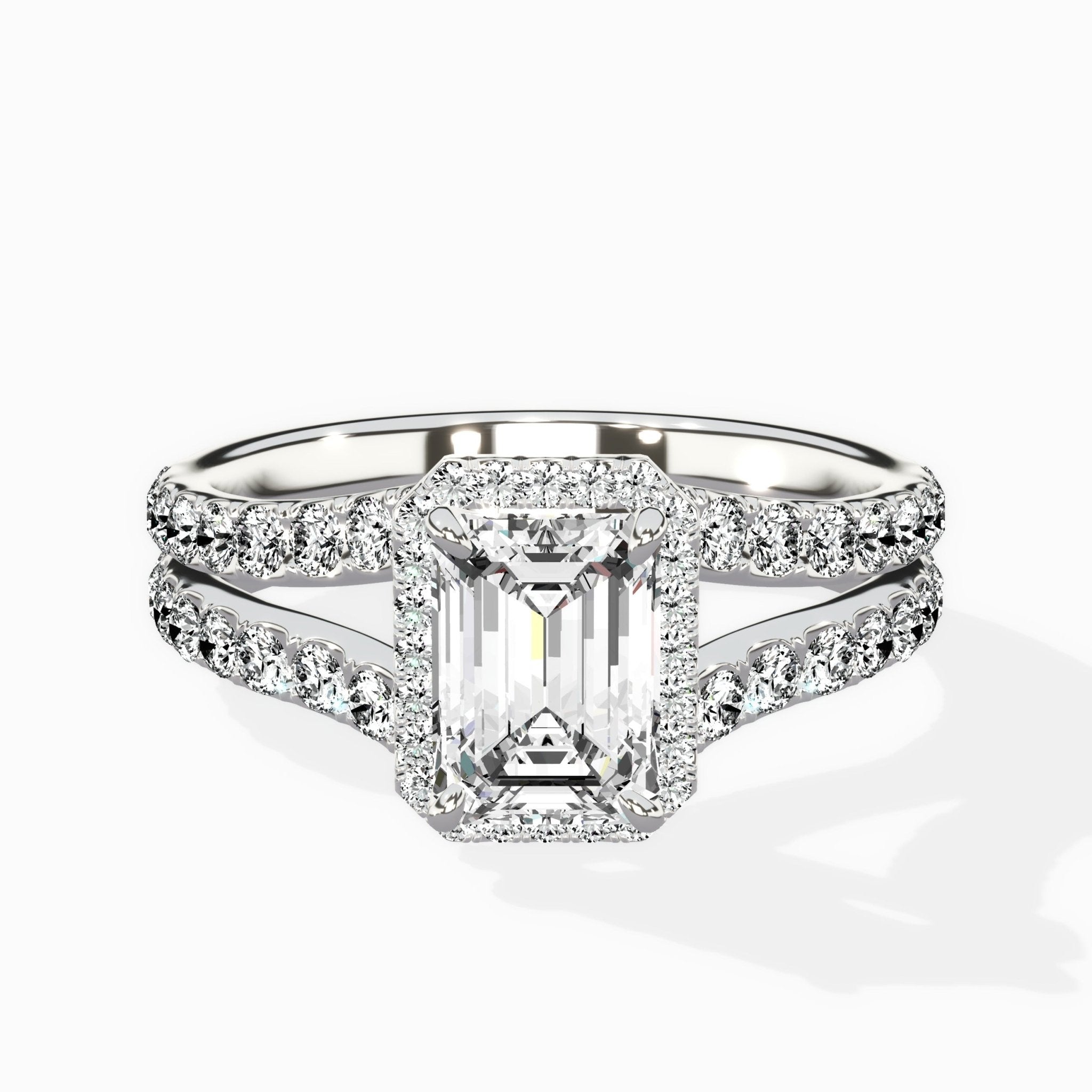 Double Band Halo Engagement Ring - The Better Diamonds