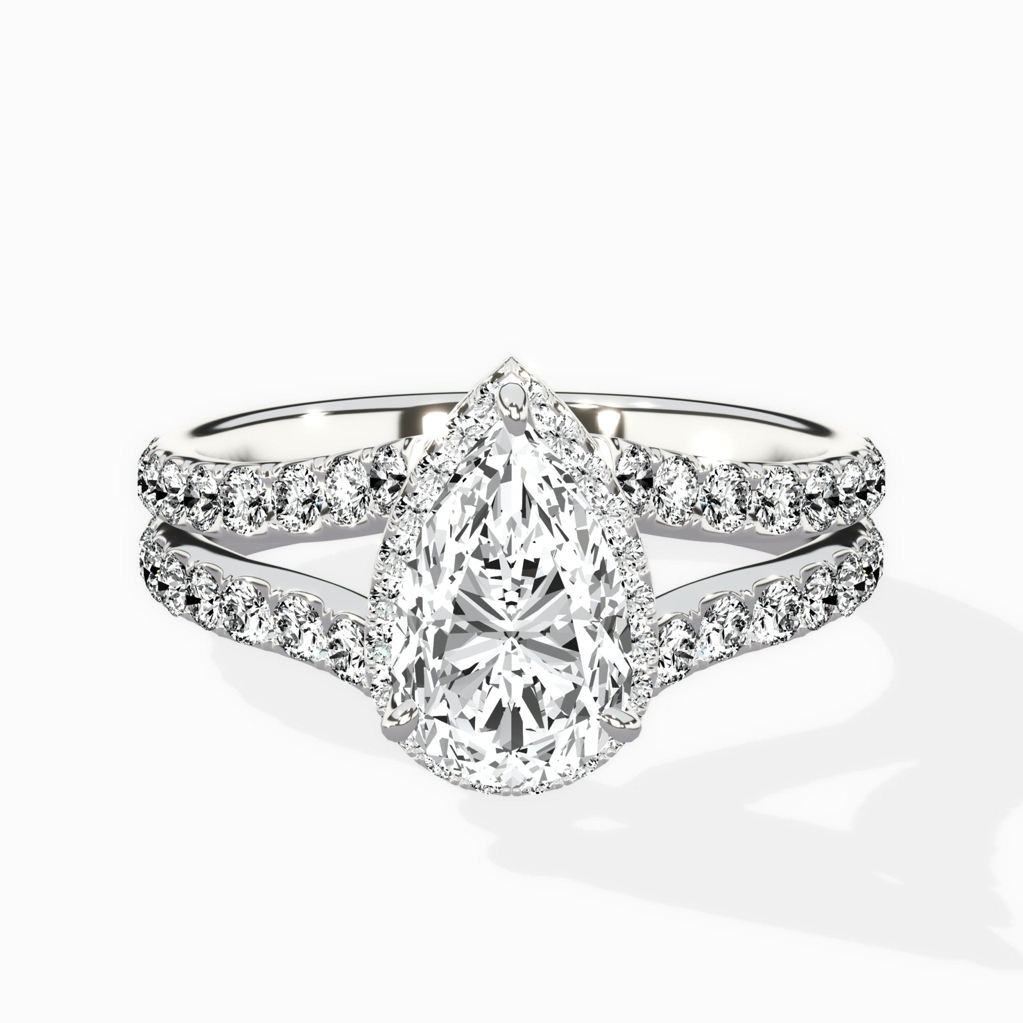 Double Band Halo Engagement Ring - The Better Diamonds