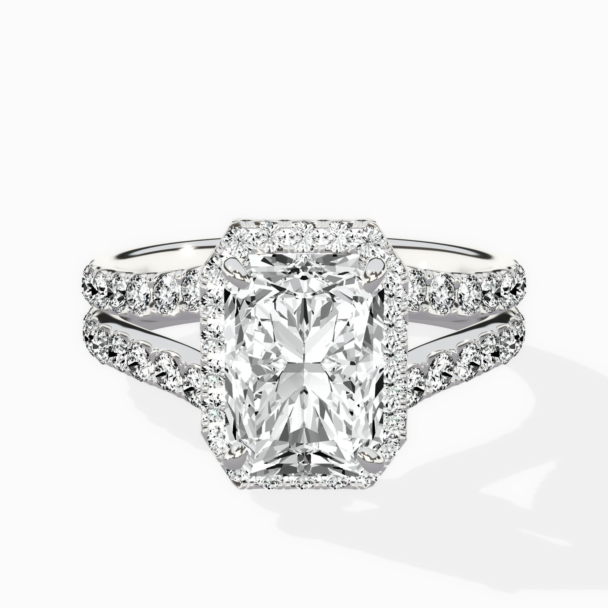 Double Band Halo Engagement Ring - The Better Diamonds