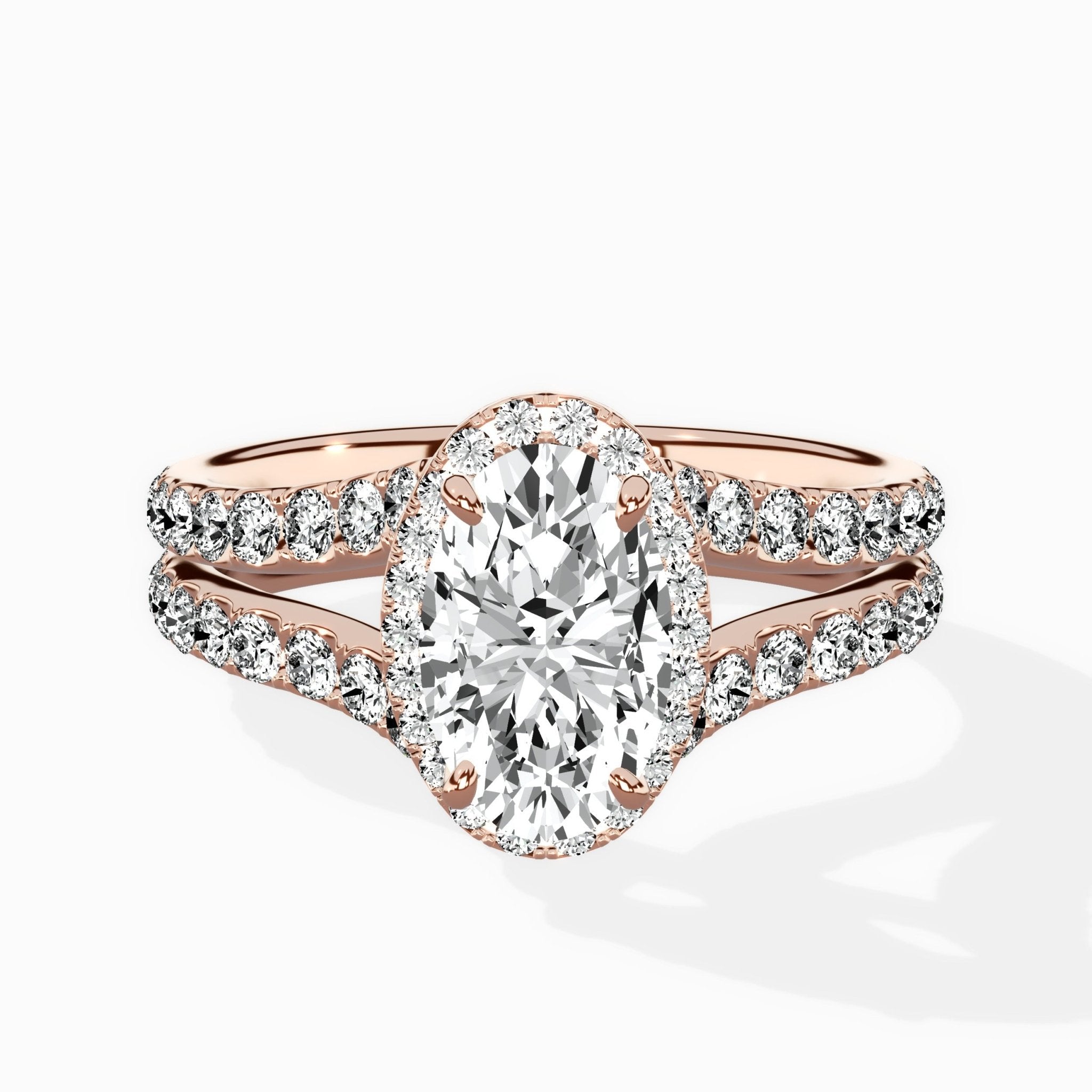 Double Band Halo Engagement Ring - The Better Diamonds