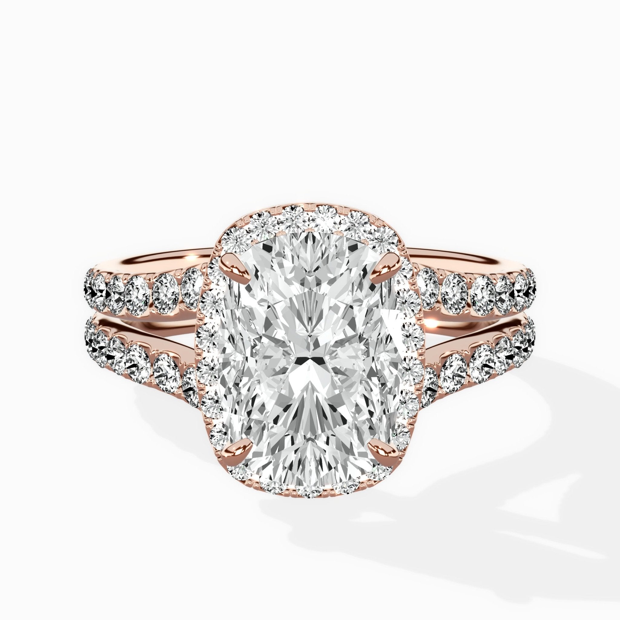 Double Band Halo Engagement Ring - The Better Diamonds