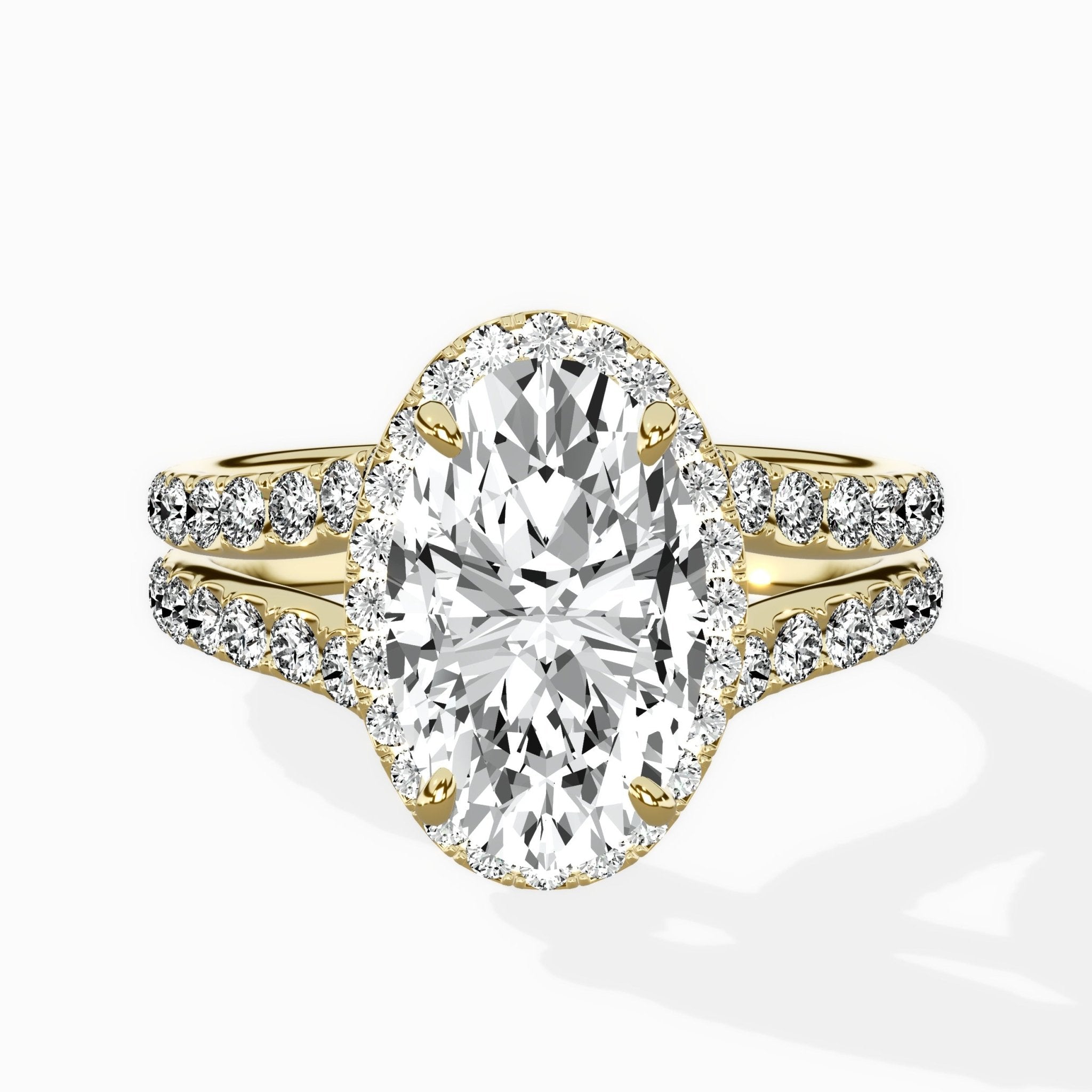 Double Band Halo Engagement Ring - The Better Diamonds
