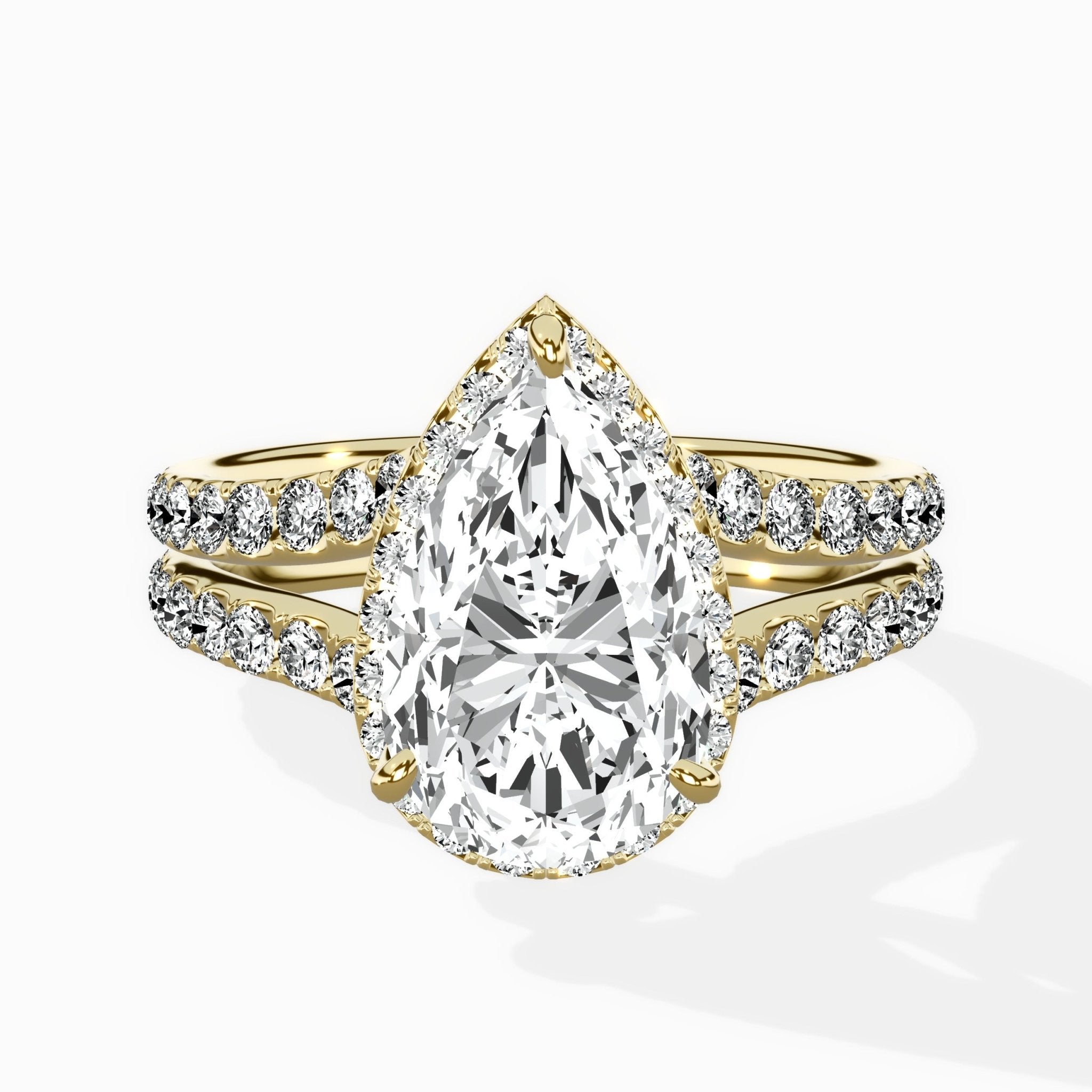 Double Band Halo Engagement Ring - The Better Diamonds