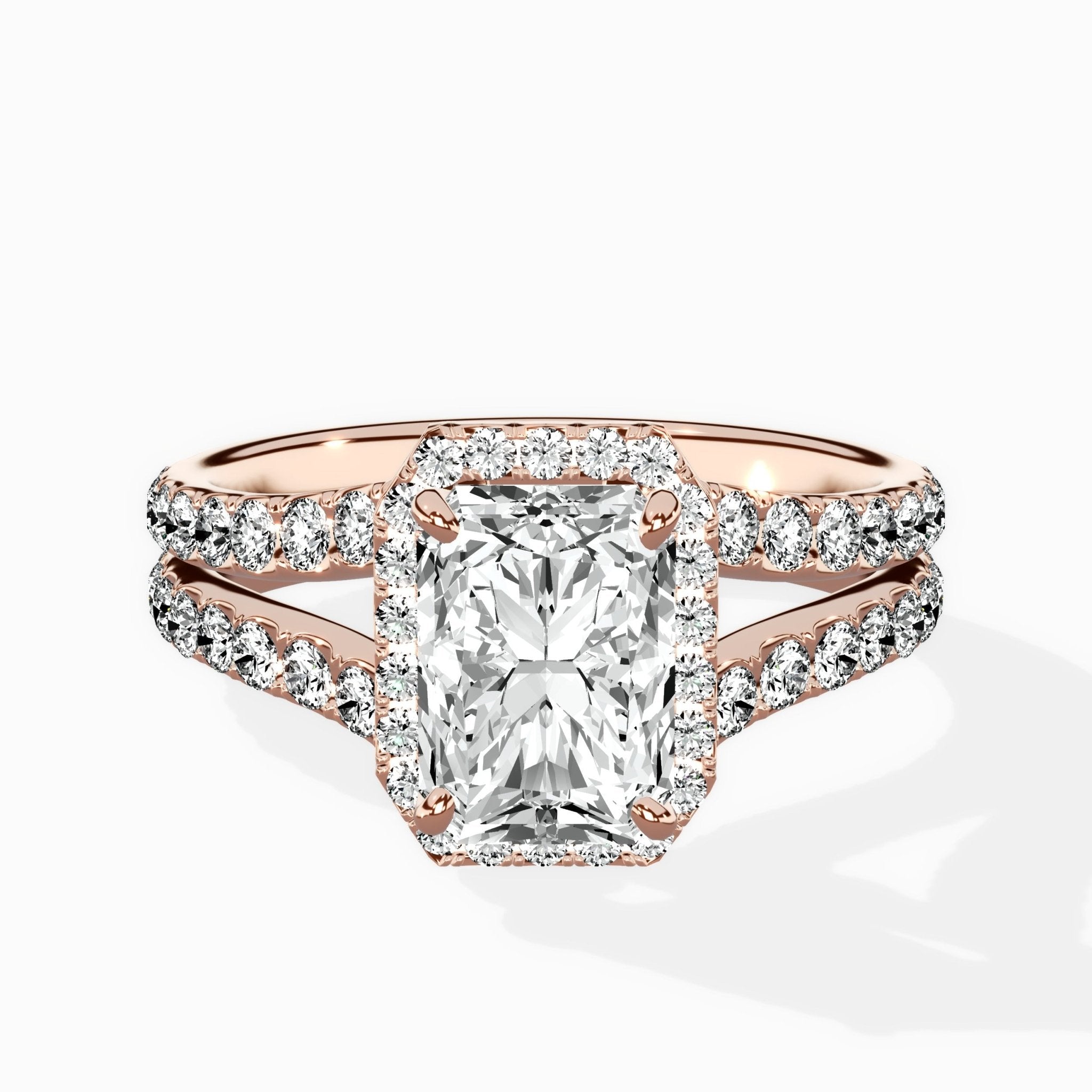Double Band Halo Engagement Ring - The Better Diamonds