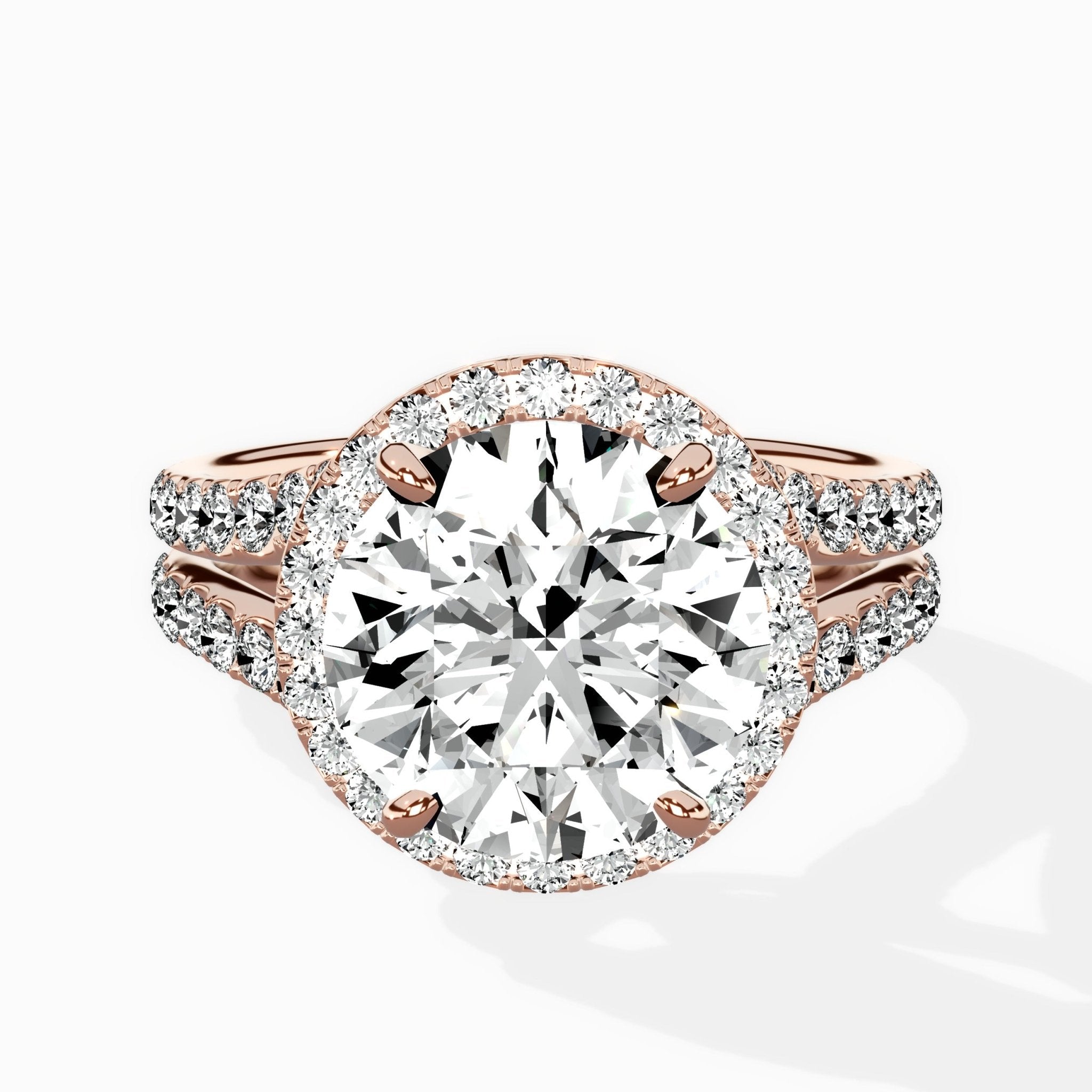 Double Band Halo Engagement Ring - The Better Diamonds