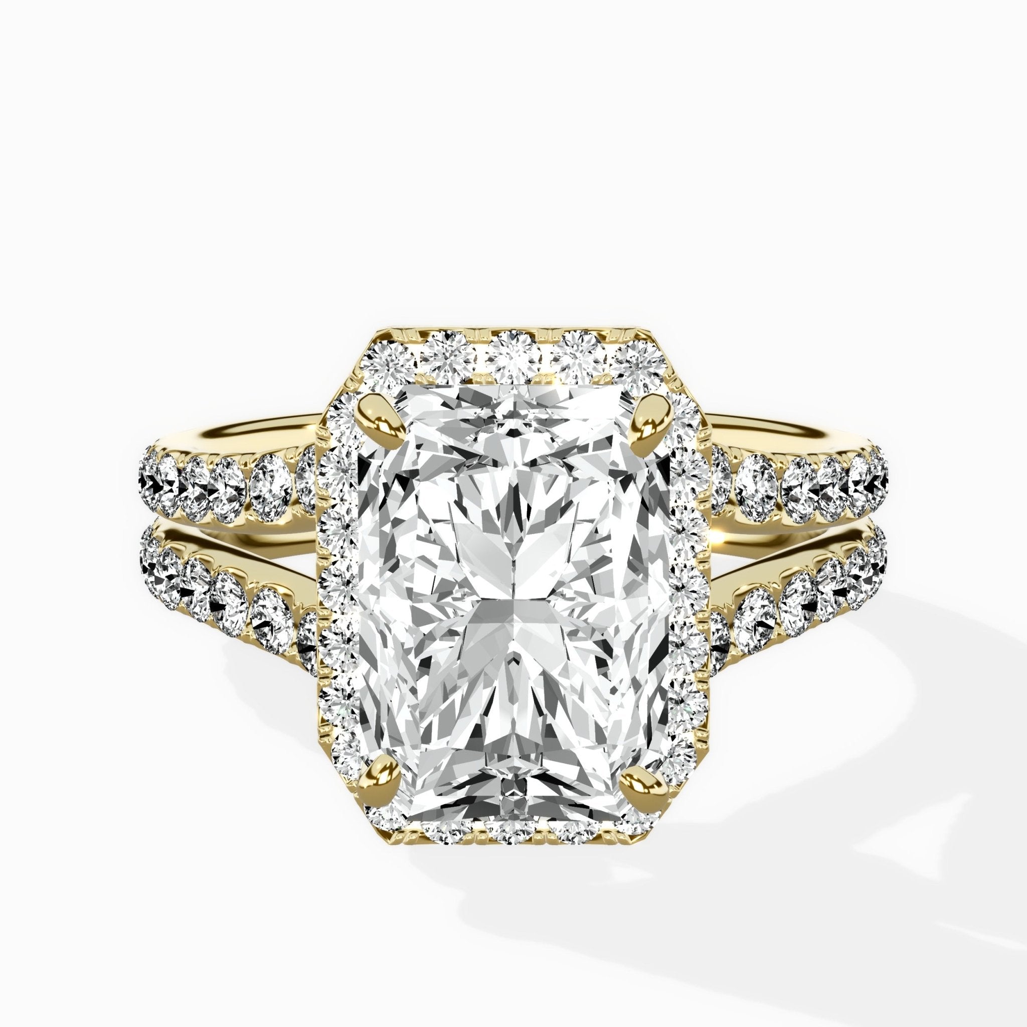 Double Band Halo Engagement Ring - The Better Diamonds