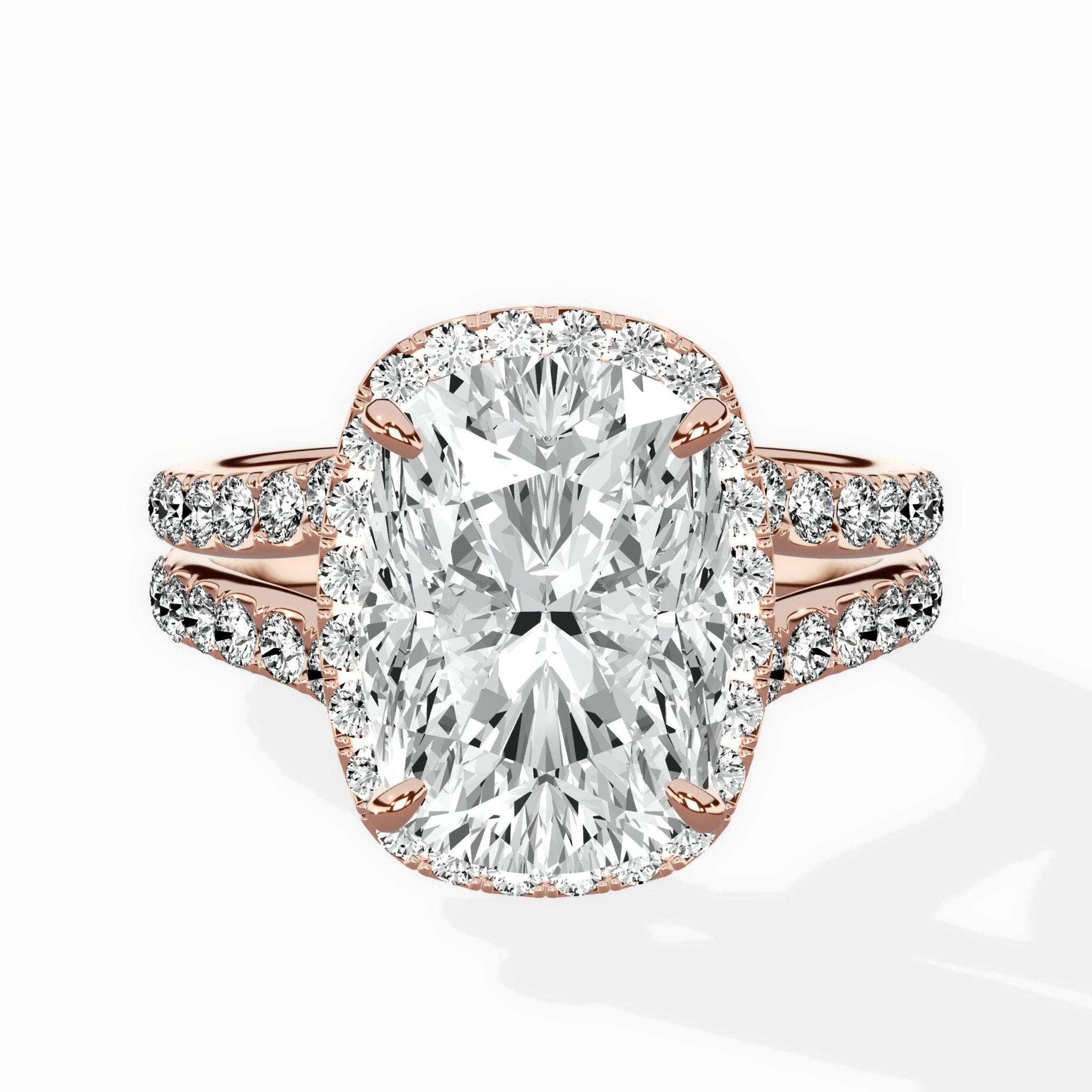 Double Band Halo Engagement Ring - The Better Diamonds