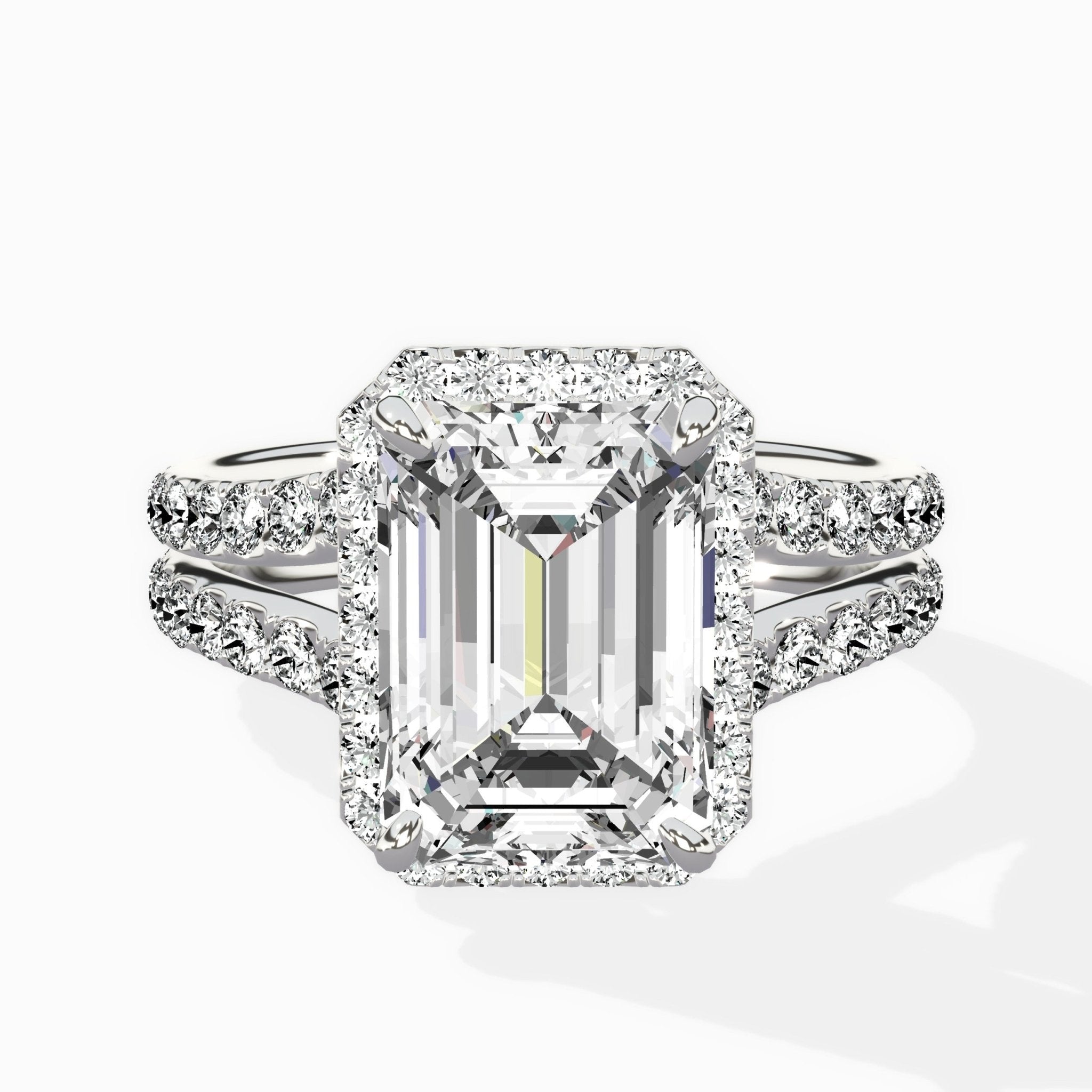 Double Band Halo Engagement Ring - The Better Diamonds