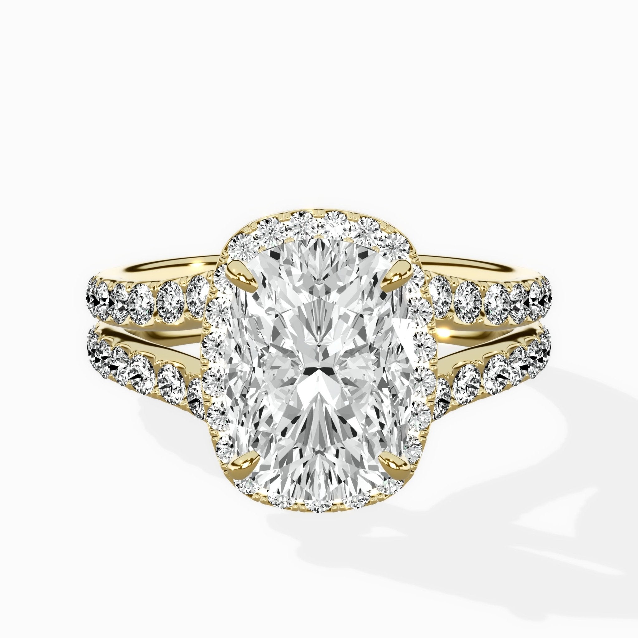 Double Band Halo Engagement Ring - The Better Diamonds