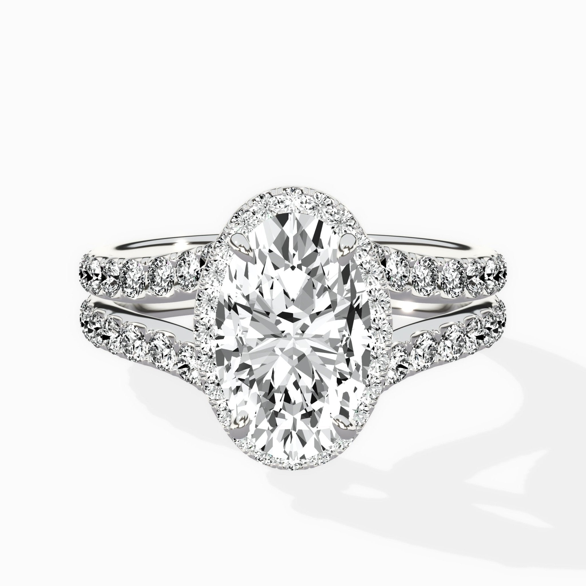 Double Band Halo Engagement Ring - The Better Diamonds