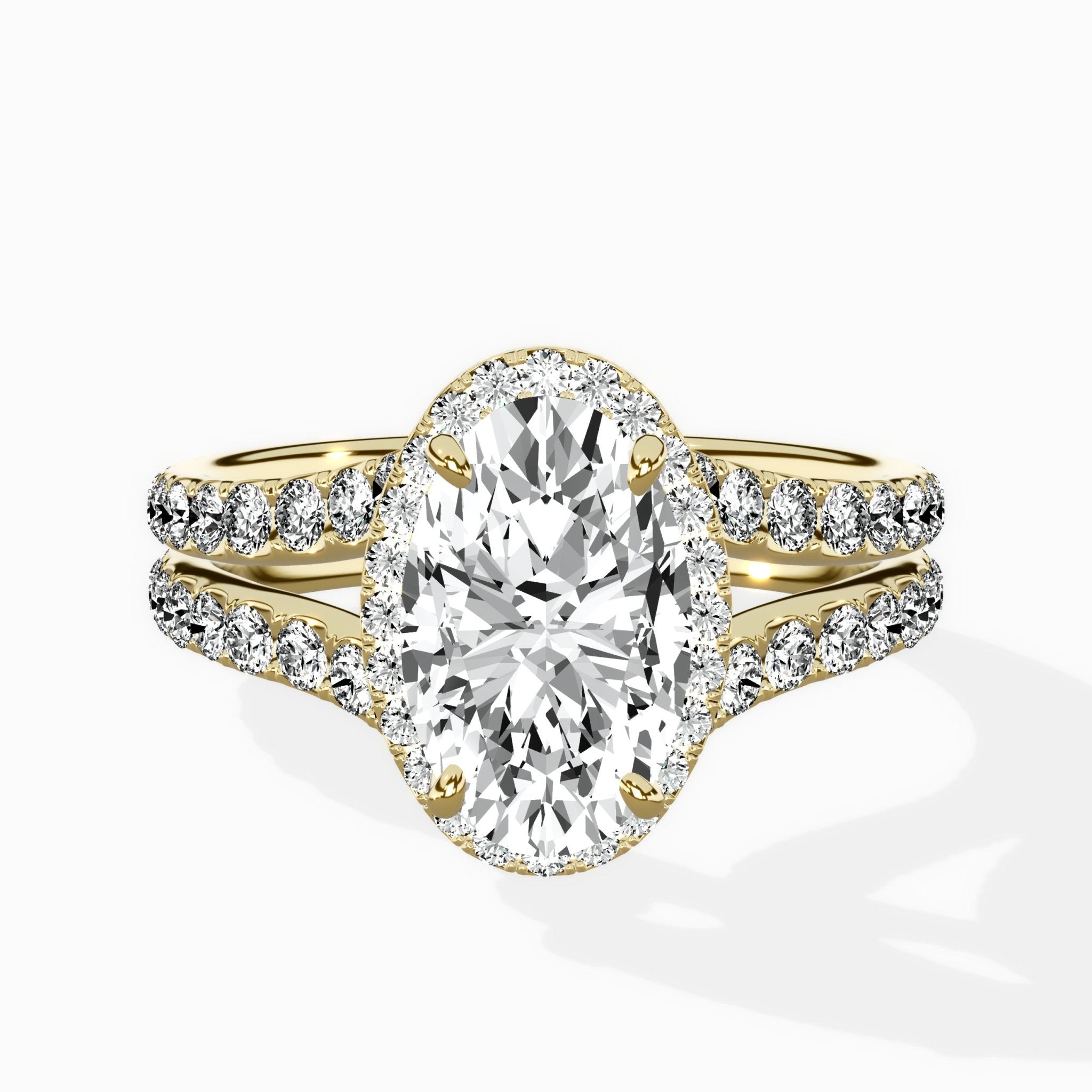 Double Band Halo Engagement Ring - The Better Diamonds