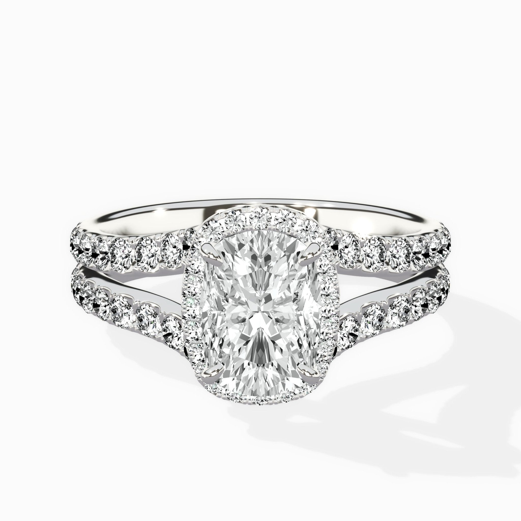 Double Band Halo Engagement Ring - The Better Diamonds