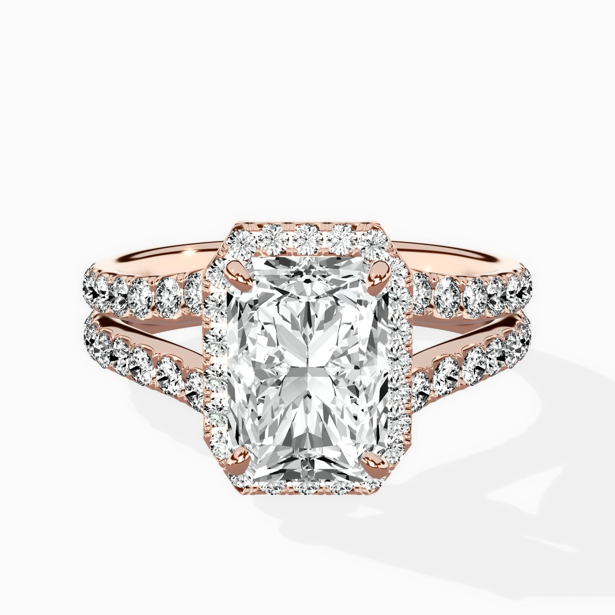 Double Band Halo Engagement Ring - The Better Diamonds