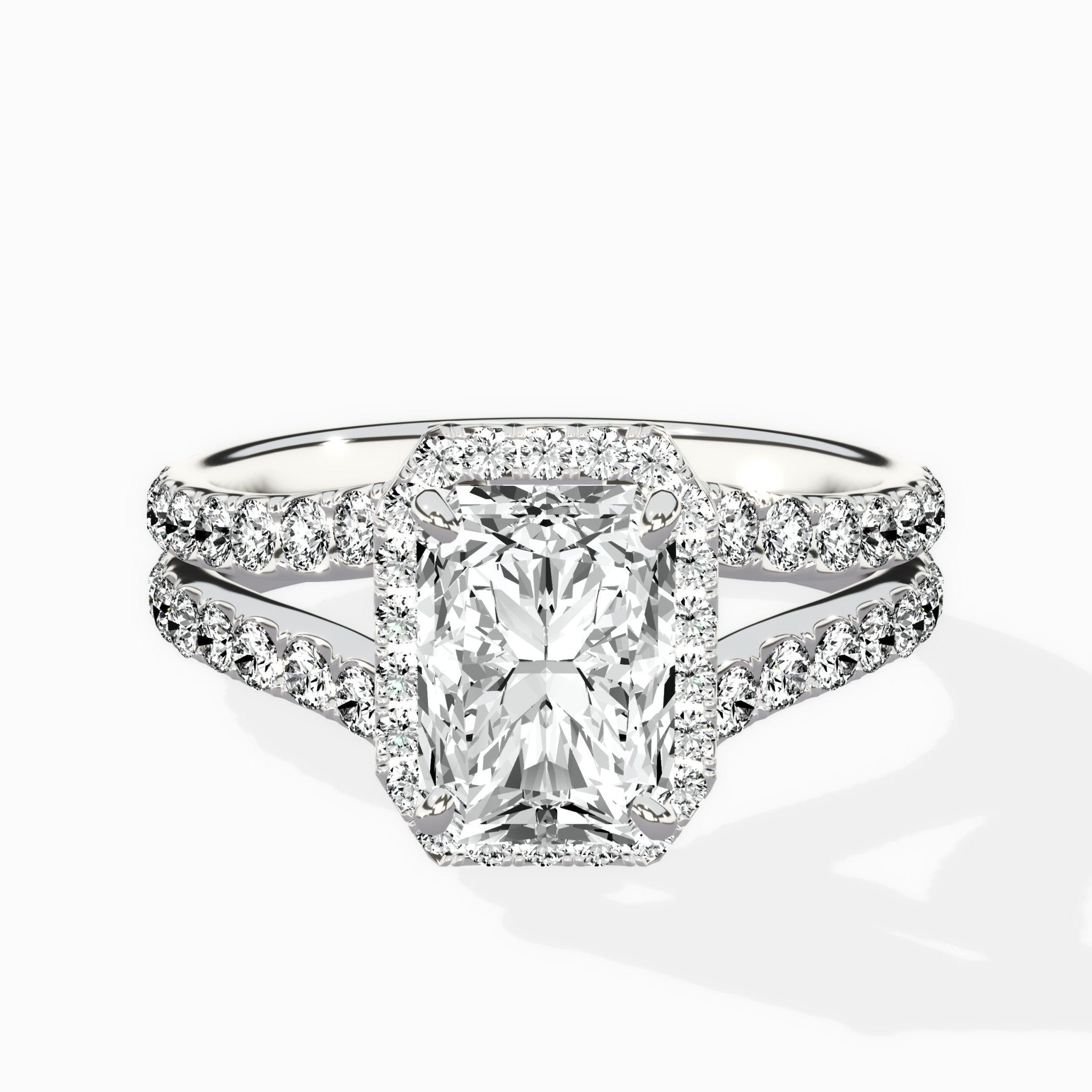 Double Band Halo Engagement Ring - The Better Diamonds