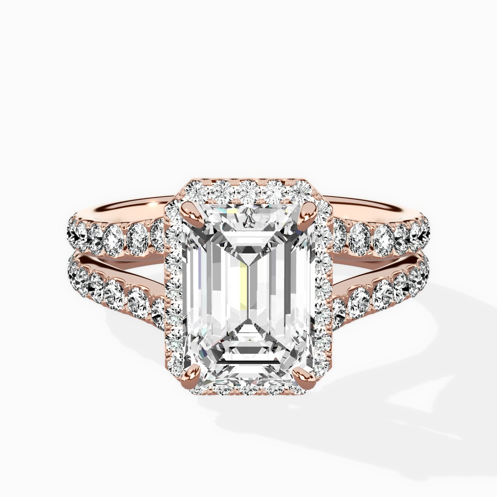 Double Band Halo Engagement Ring - The Better Diamonds
