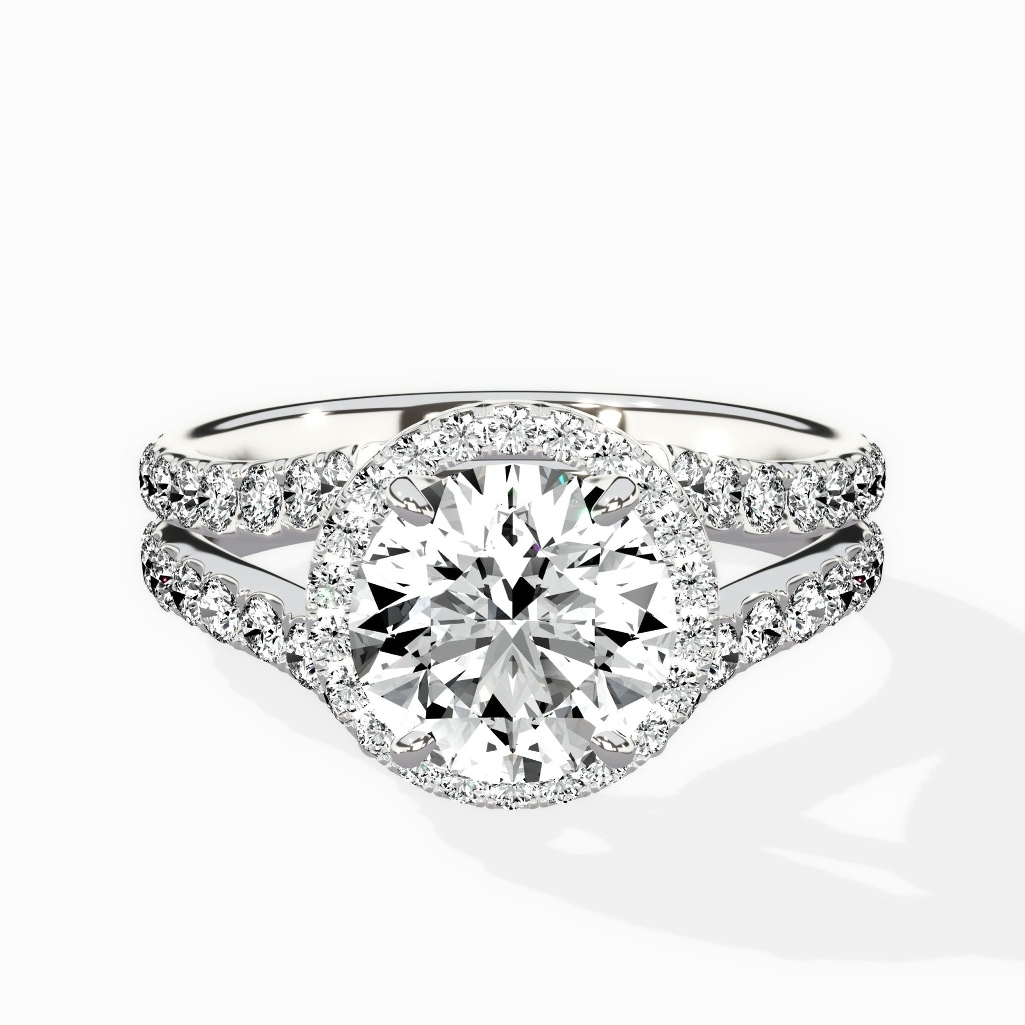 Double Band Halo Engagement Ring - The Better Diamonds