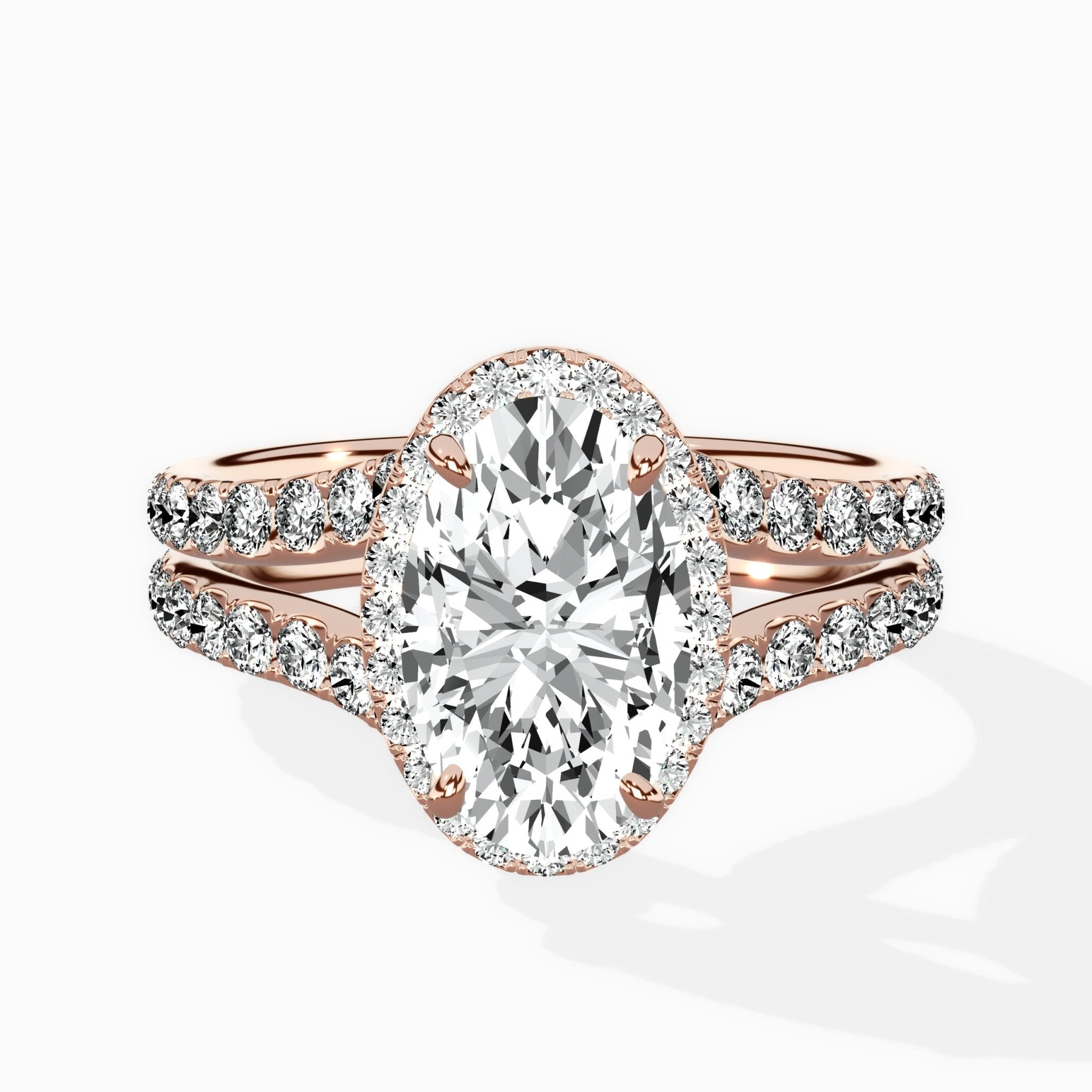 Double Band Halo Engagement Ring - The Better Diamonds