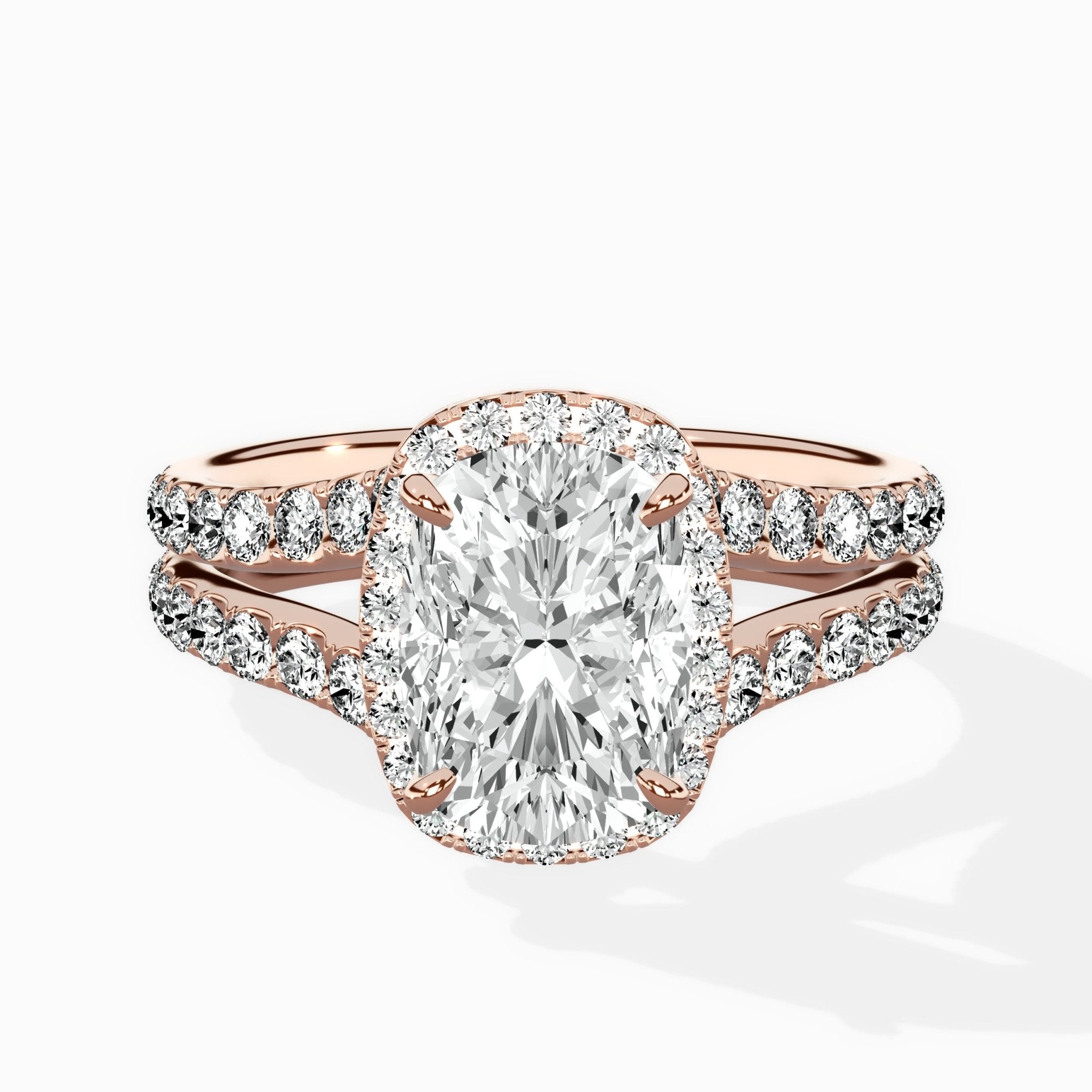 Double Band Halo Engagement Ring - The Better Diamonds