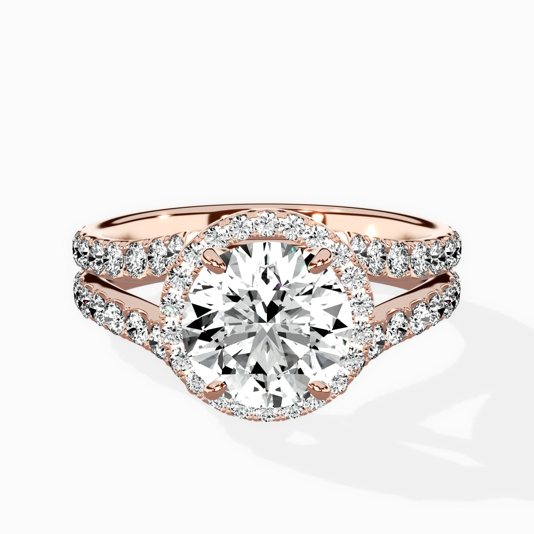 Double Band Halo Engagement Ring - The Better Diamonds
