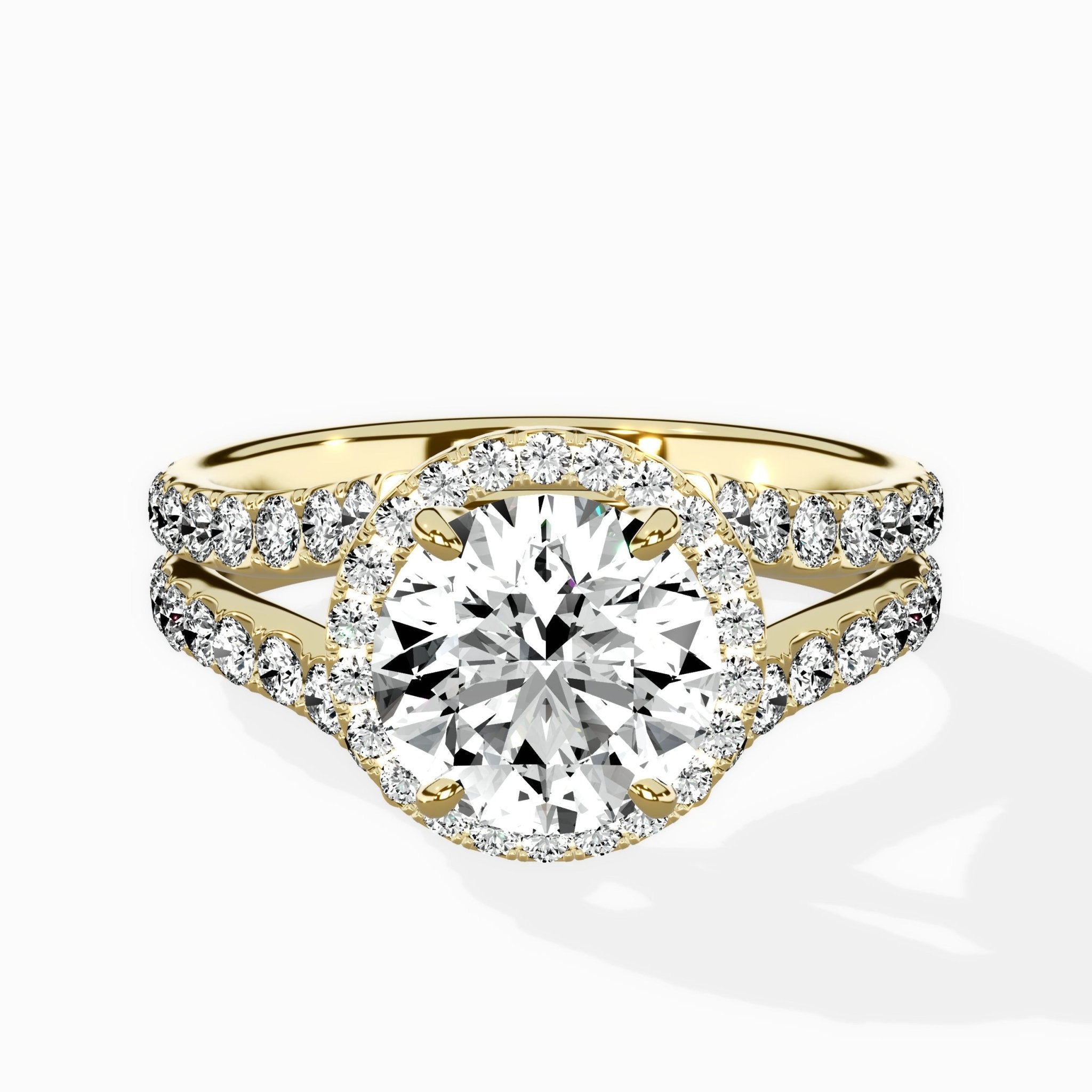 Double Band Halo Engagement Ring - The Better Diamonds