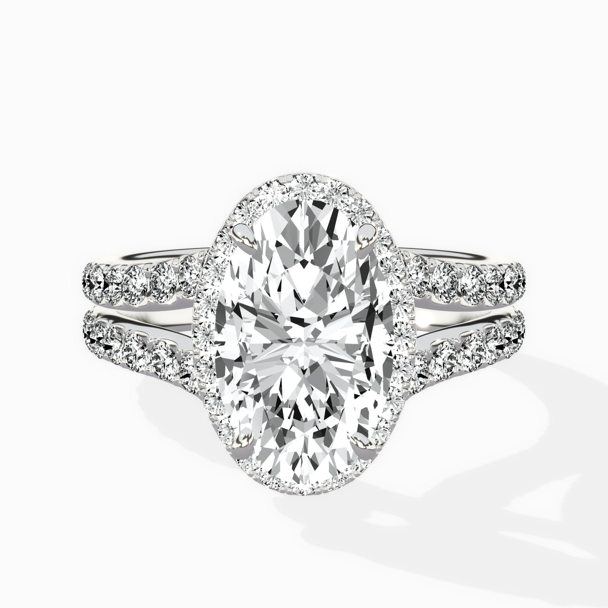Double Band Halo Engagement Ring - The Better Diamonds